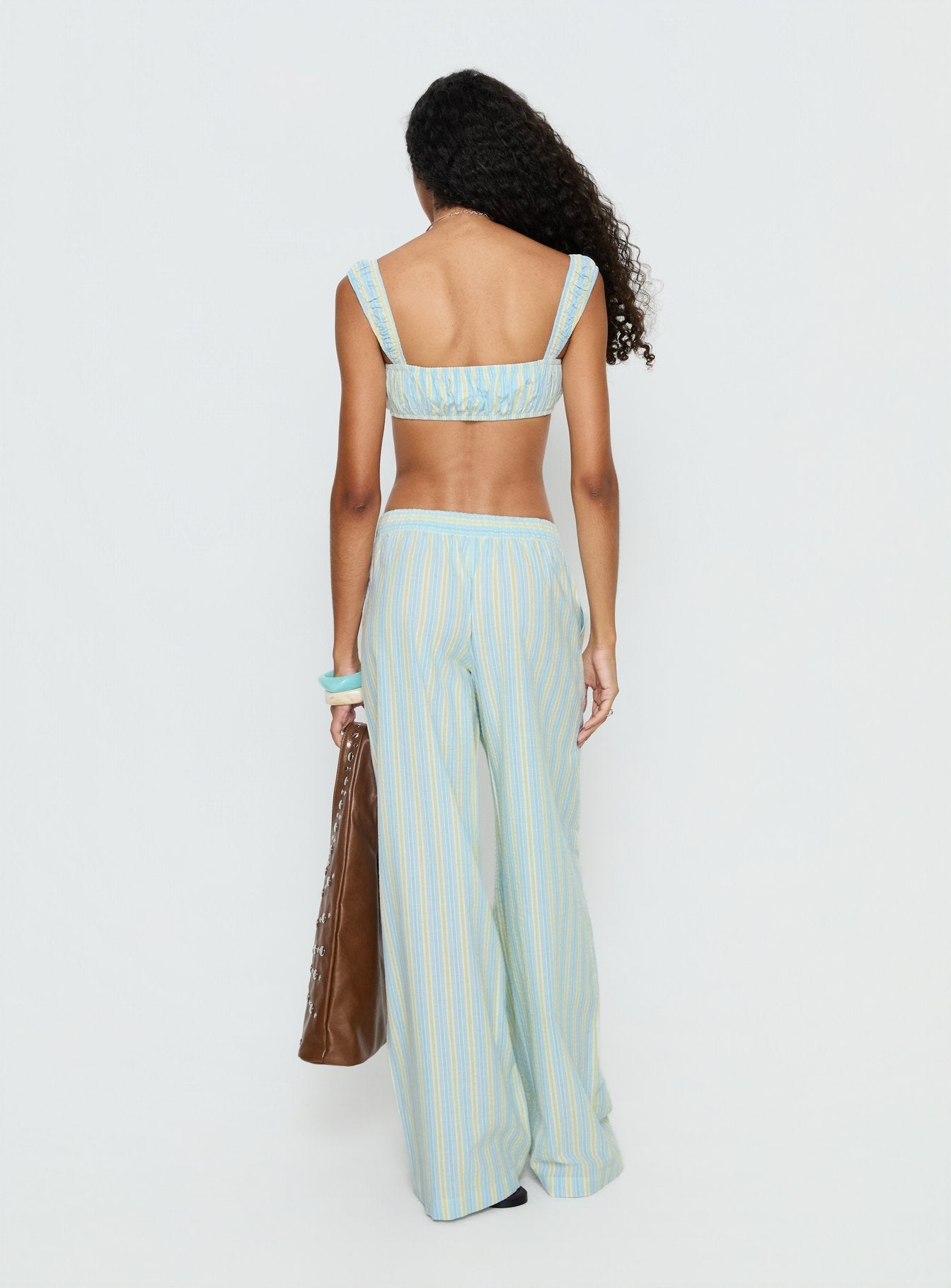 Talyssa Elasticated Waist Pants Blue Stripe women's pant set by Ellevoria