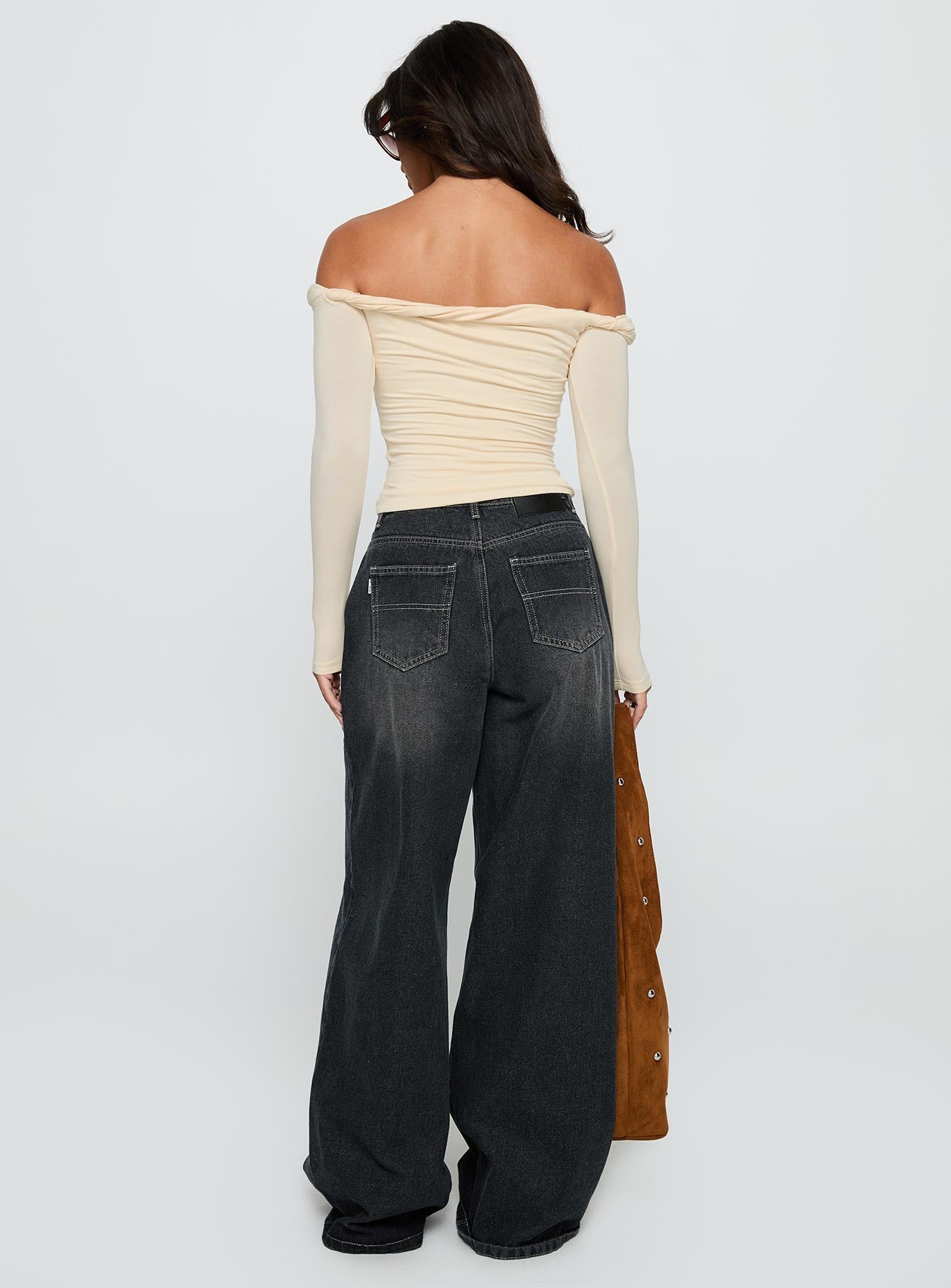 Naylor Mid Rise Wide Leg Jeans Grey Wash women's denim jeans by Ellevoria