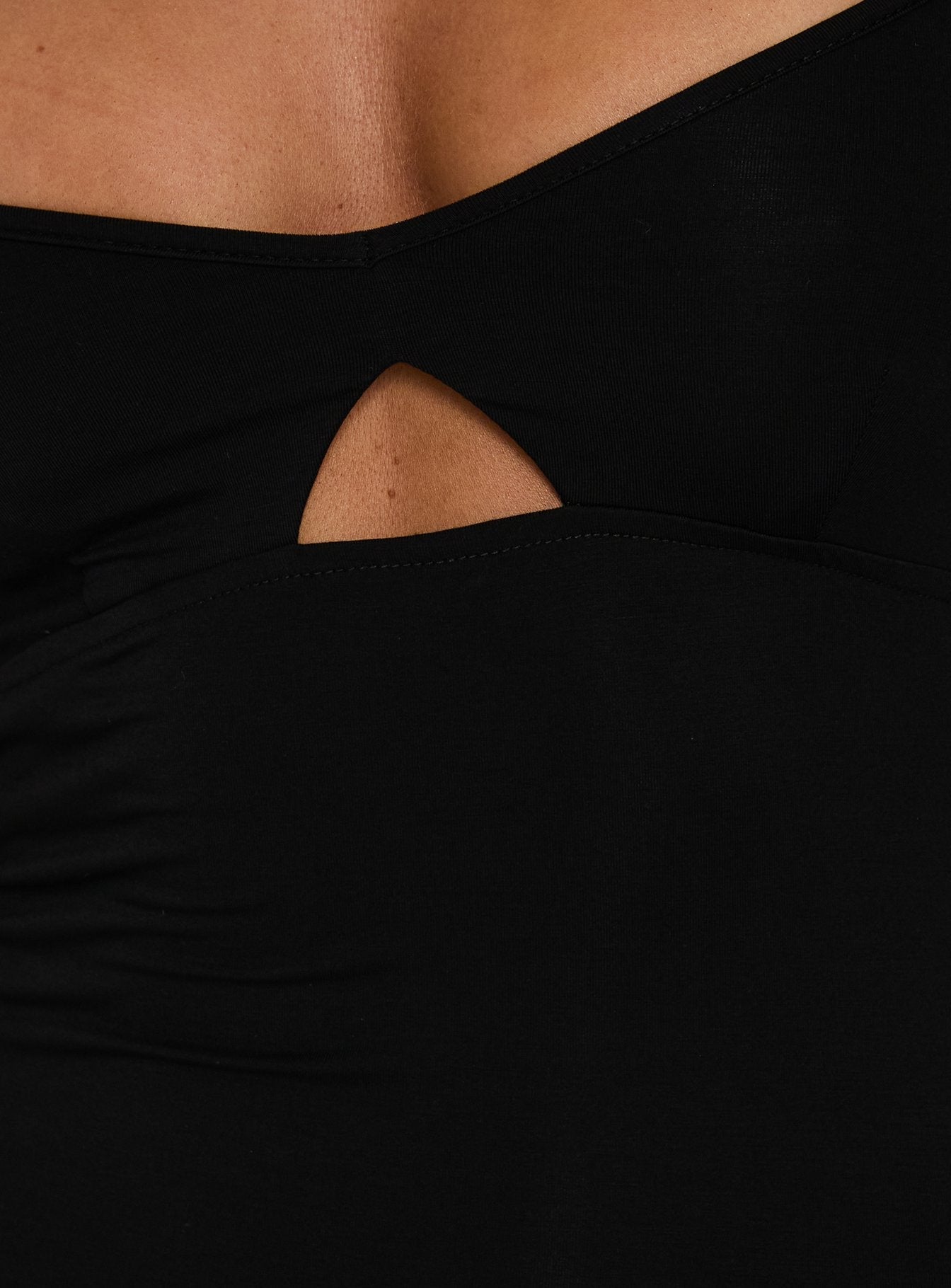 Evendra V Neck Cutout Midi Dress Black - women's midi dress by Ellevoria - view 5
