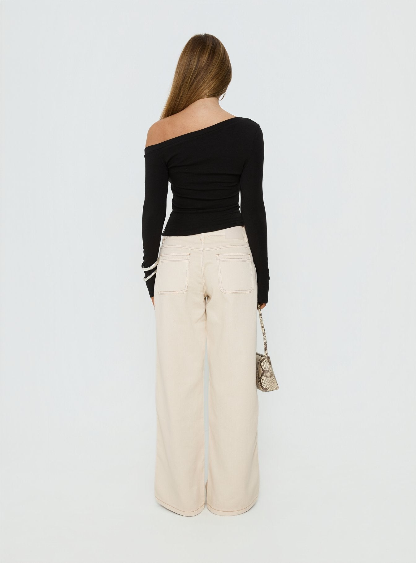 Lifetimes Mid Rise Wide Leg Cargo Jeans Cream women's denim jeans by Ellevoria