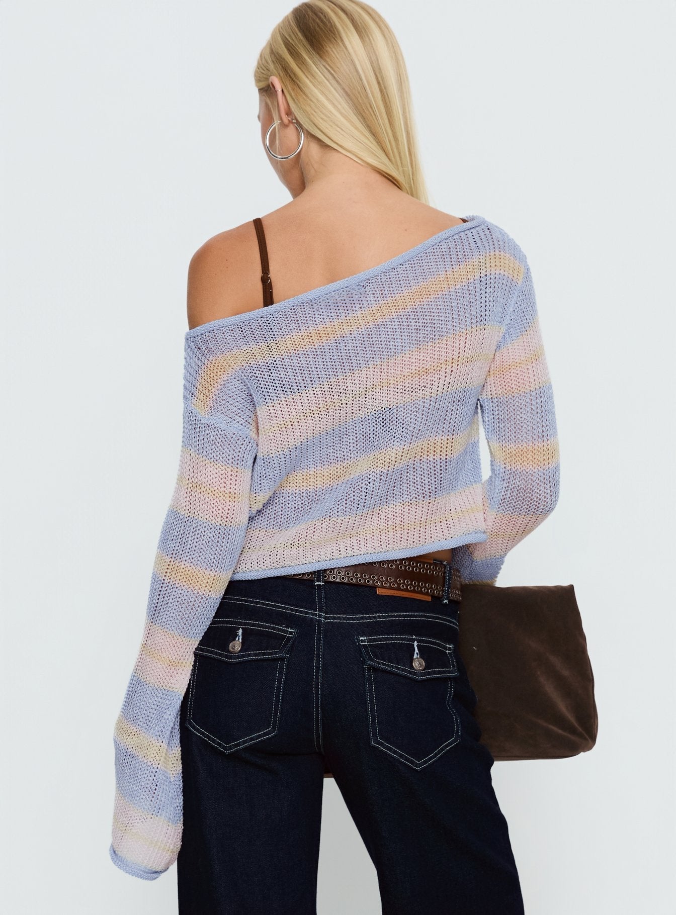 Cafe Pari Sweater Blue Stripe women's sweater by Ellevoria