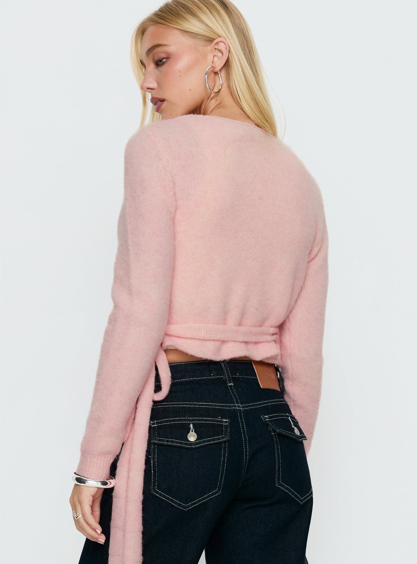 Tonee Wrap Knit Cardigan Pink women's sweater by Ellevoria