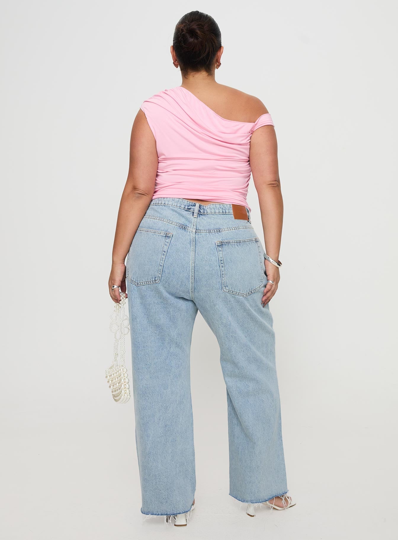 Fawcett High Rise Straight Leg Jeans Light Blue Wash Curve women's denim jeans by Ellevoria