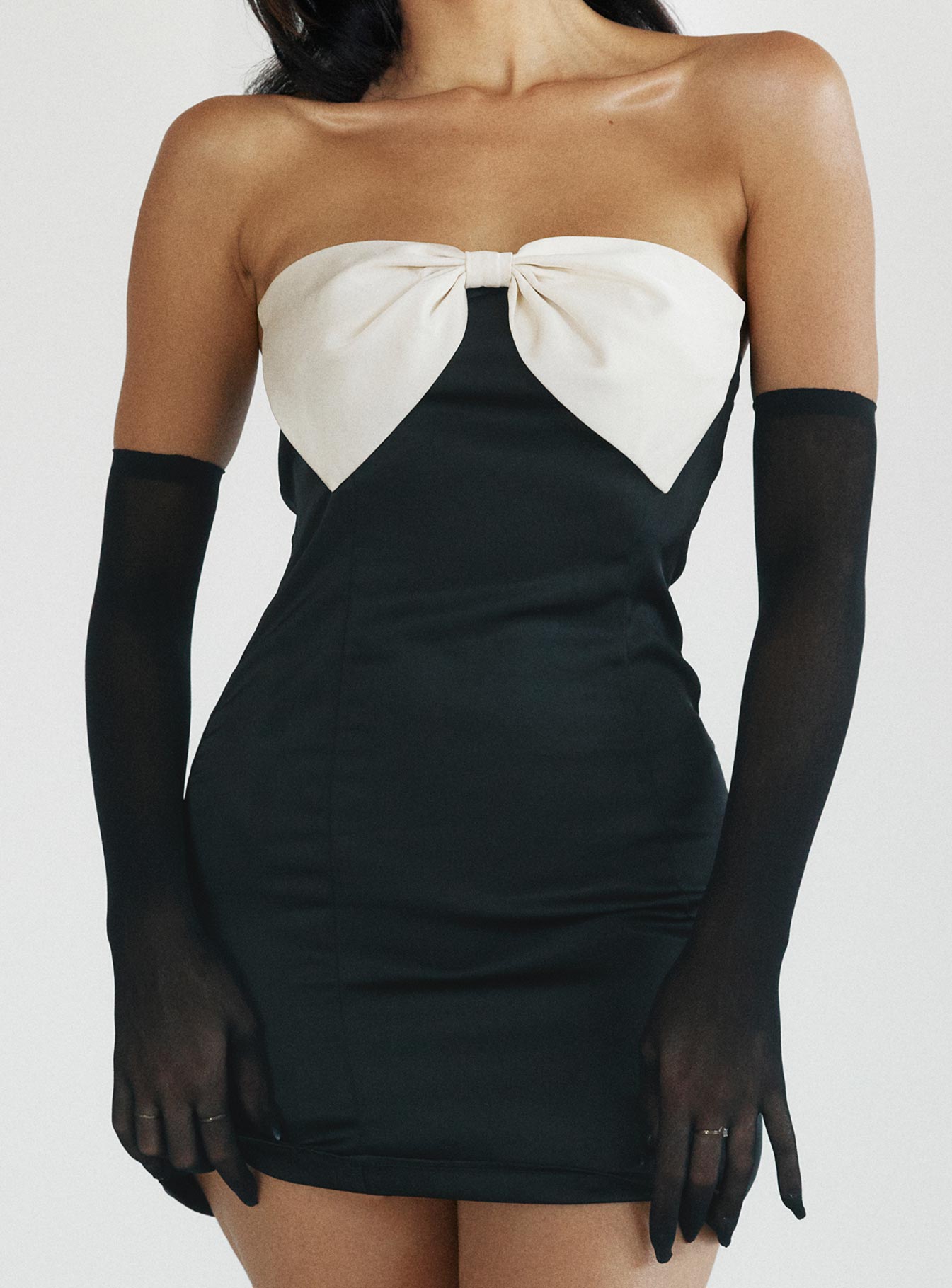 Kesy Bow Tie Mini Dress Black - women's fashion by Ellevoria - view 5