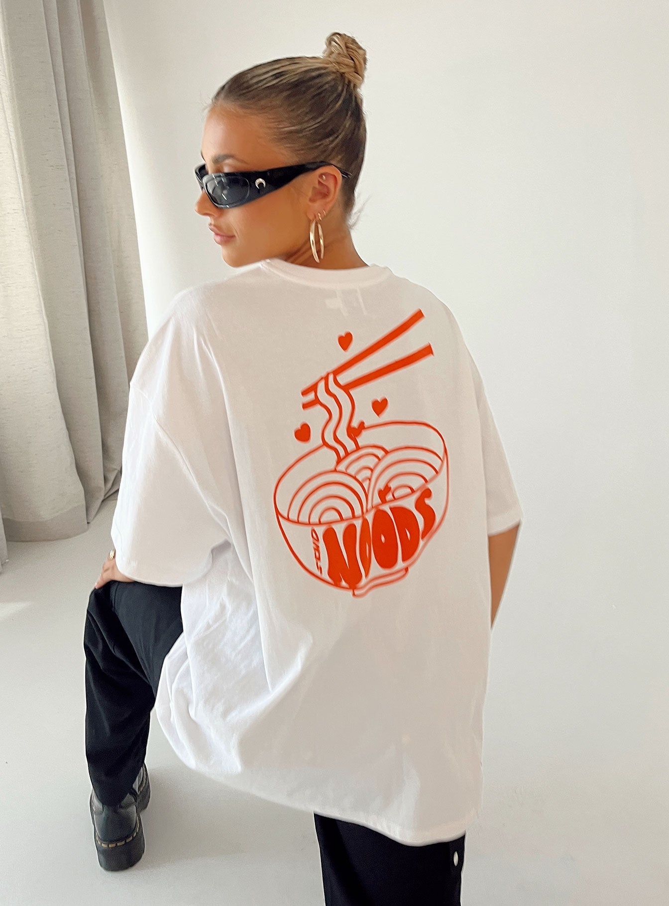 Noods Oversized Tee White - women's top by Ellevoria - view 6