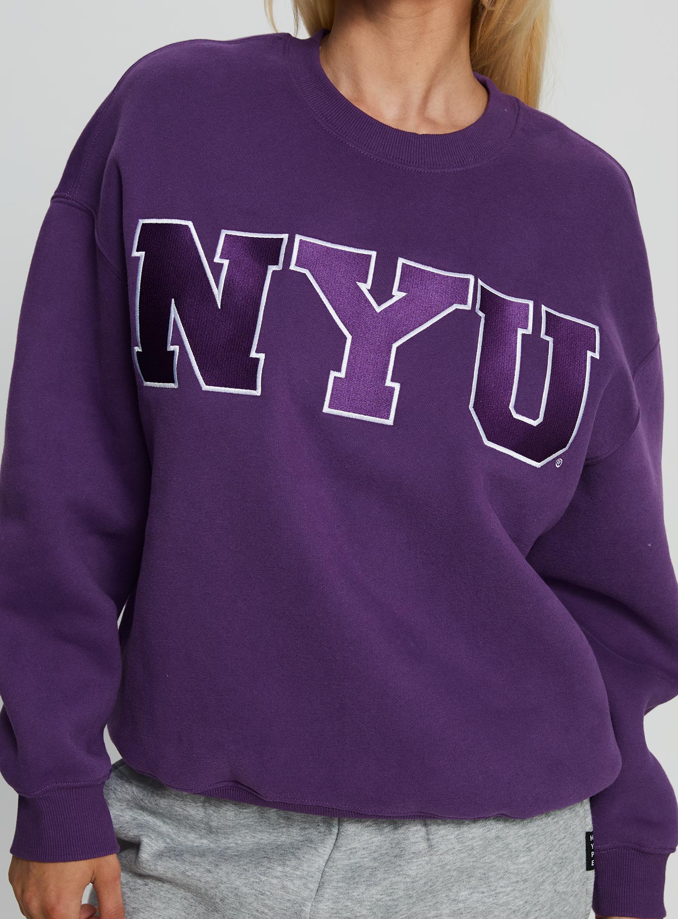 NYU Offside Crewneck Sweatshirt Purple women's sweater by Ellevoria