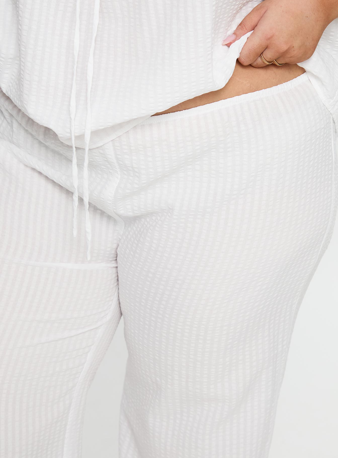 Santabelle Frill Pants White Curve women's pant set by Ellevoria