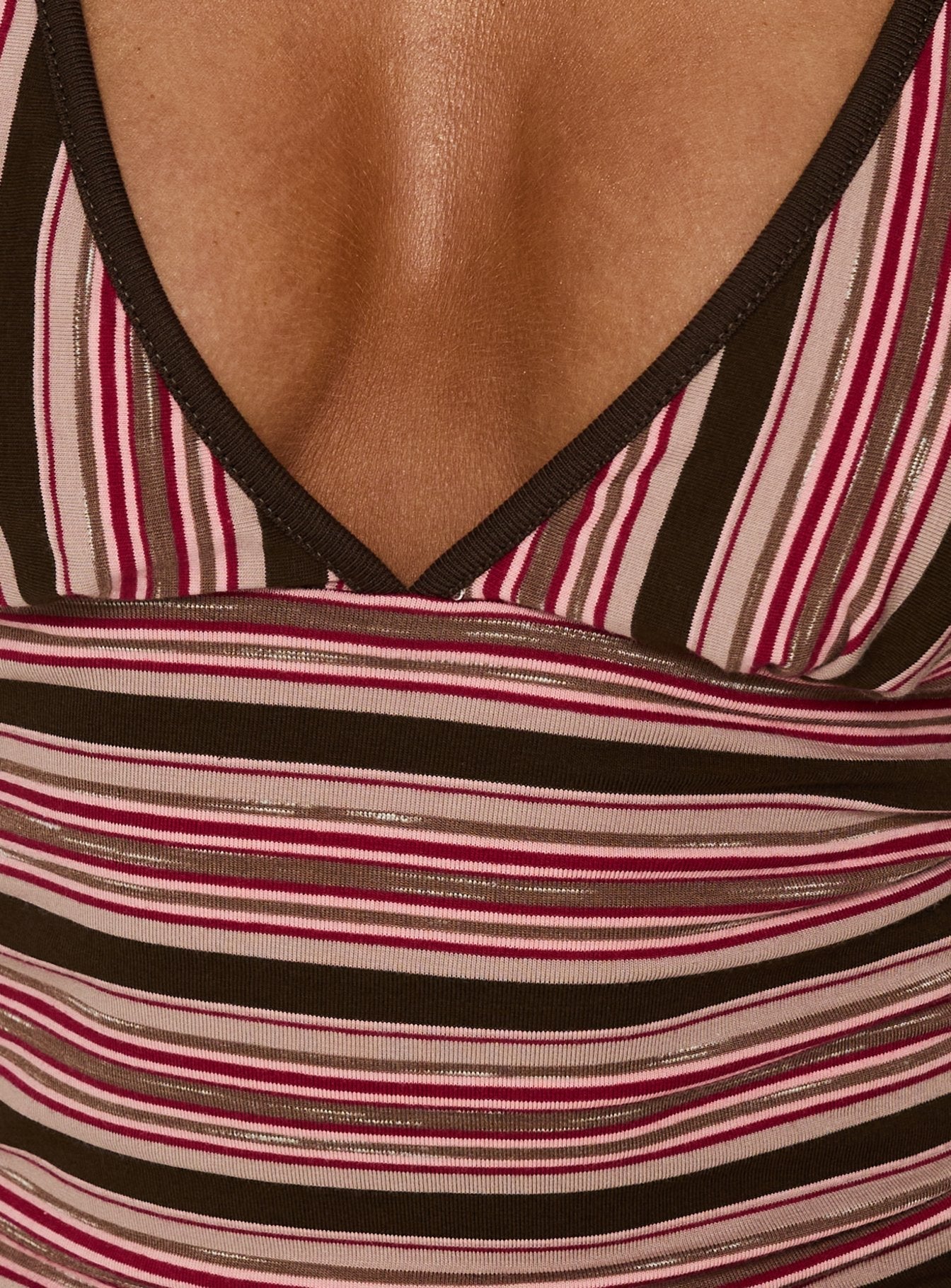 Alyza V Neck Tank Brown / Red Stripe - women's top by Ellevoria - view 6