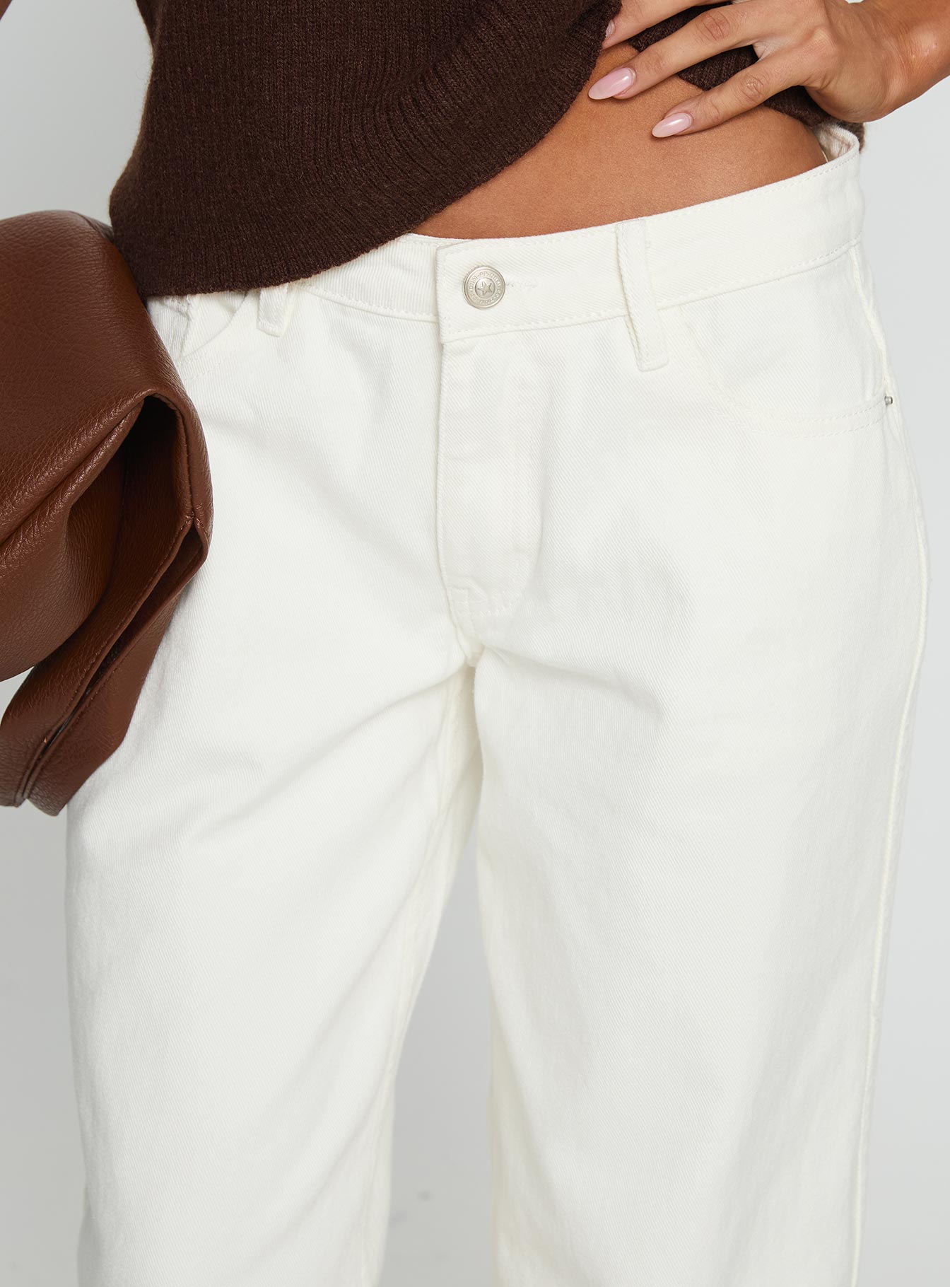 Ramos Low Rise Wide Leg Jeans White women's denim jeans by Ellevoria