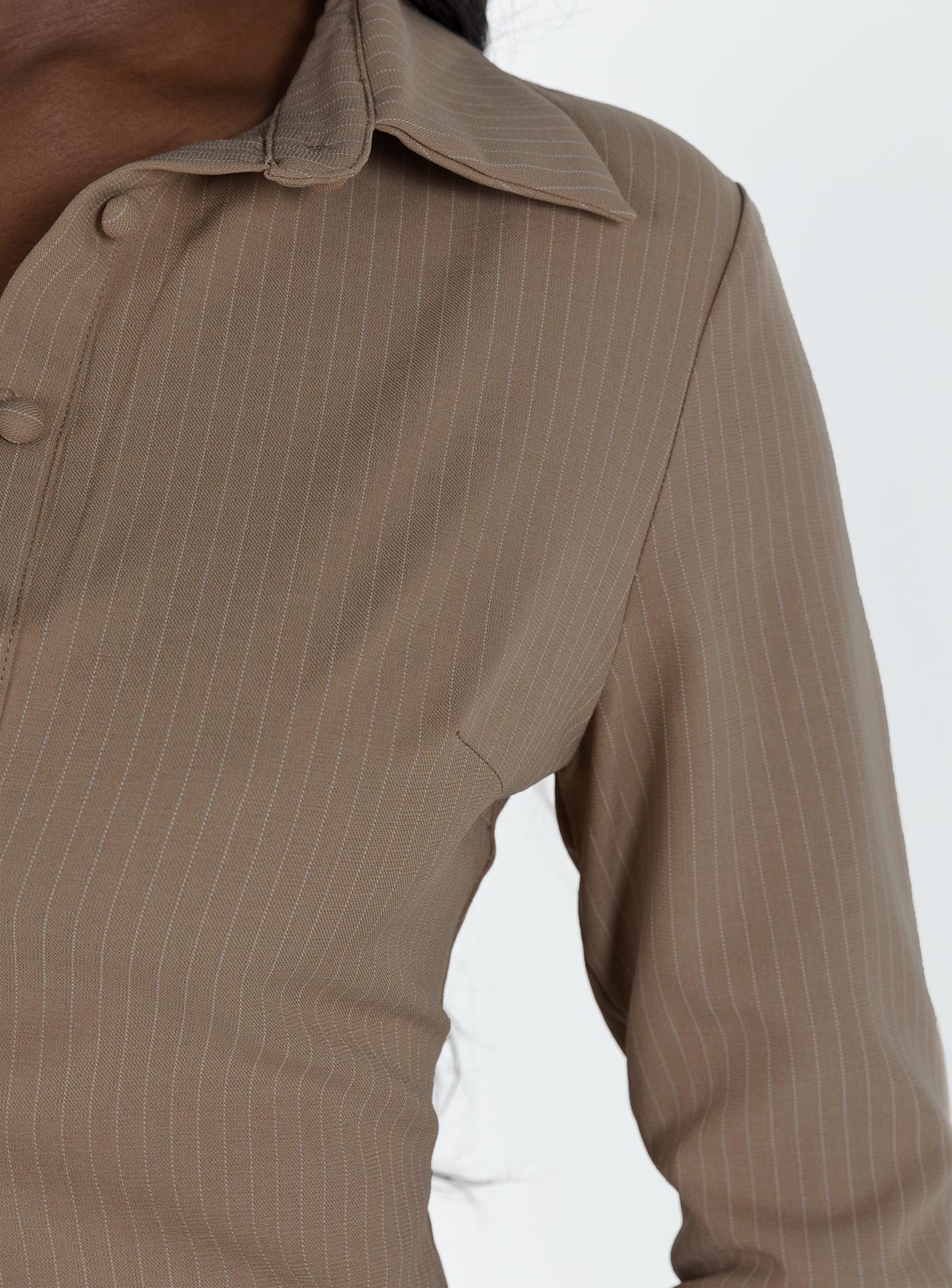 Anni Pinstripe Shirt Beige - women's shirt by Ellevoria - view 6