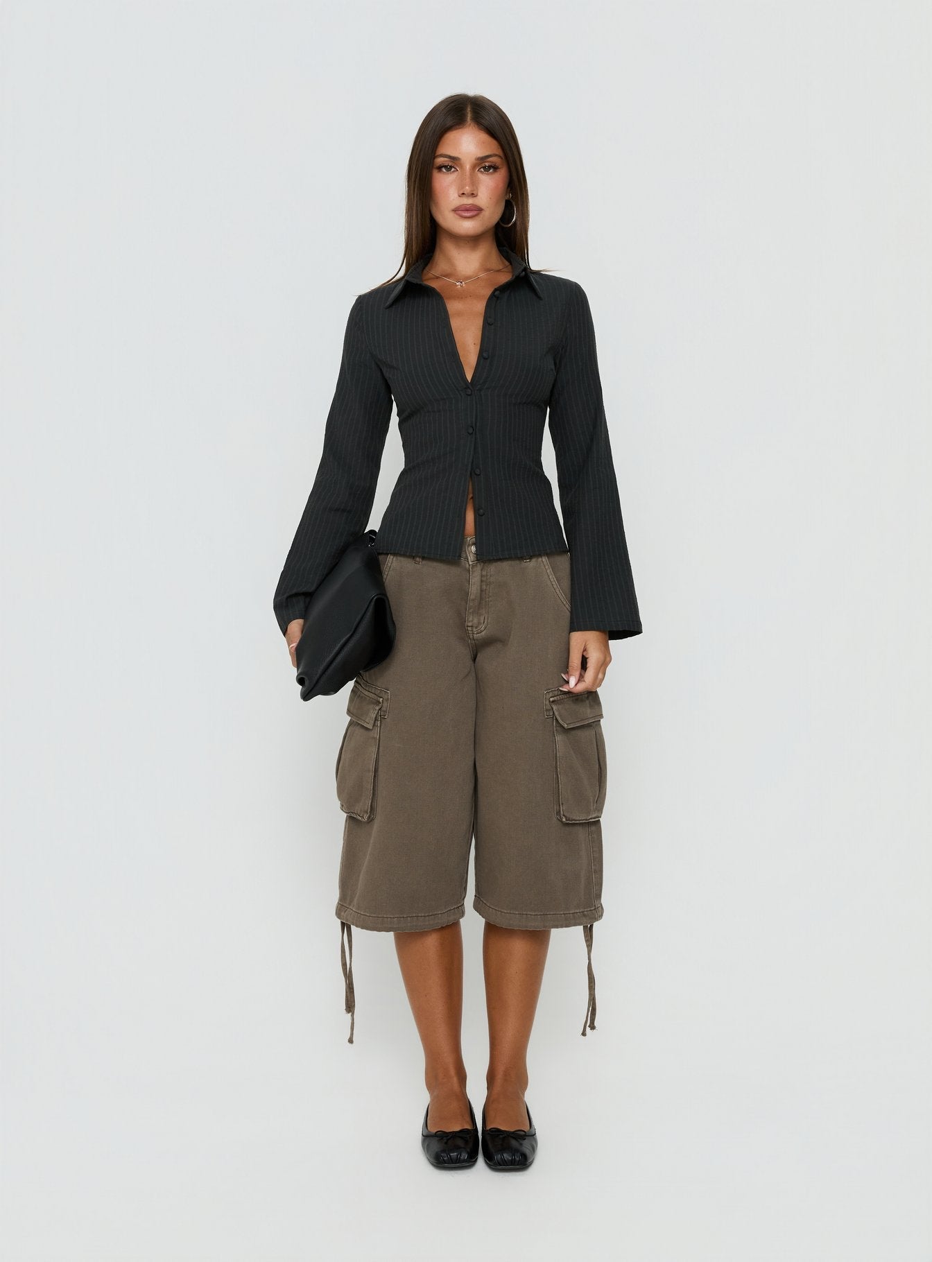 Anni Pinstripe Shirt Black - women's shirt by Ellevoria - view 7