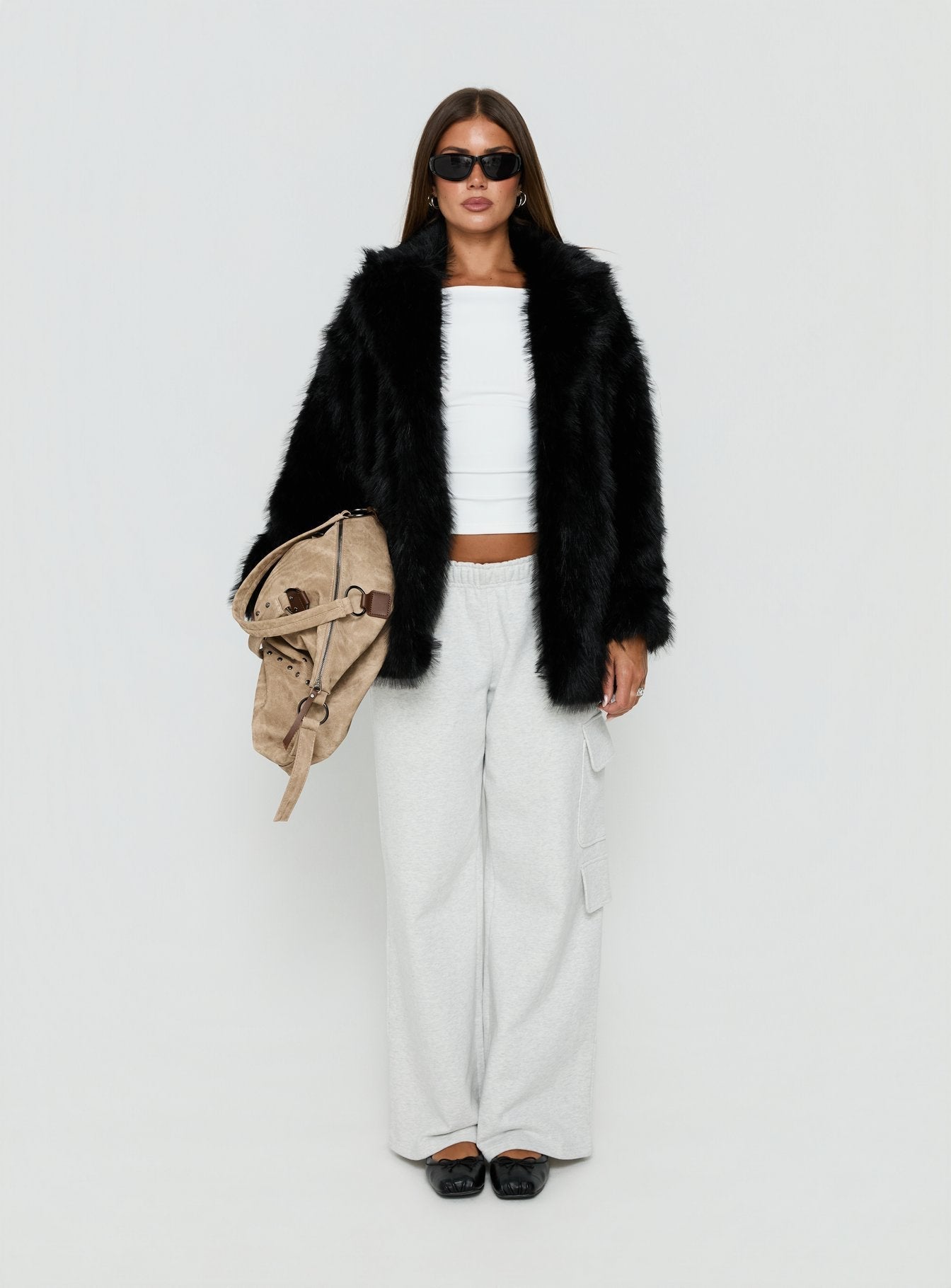 Super Trouper Faux Fur Jacket Black women's jacket by Ellevoria