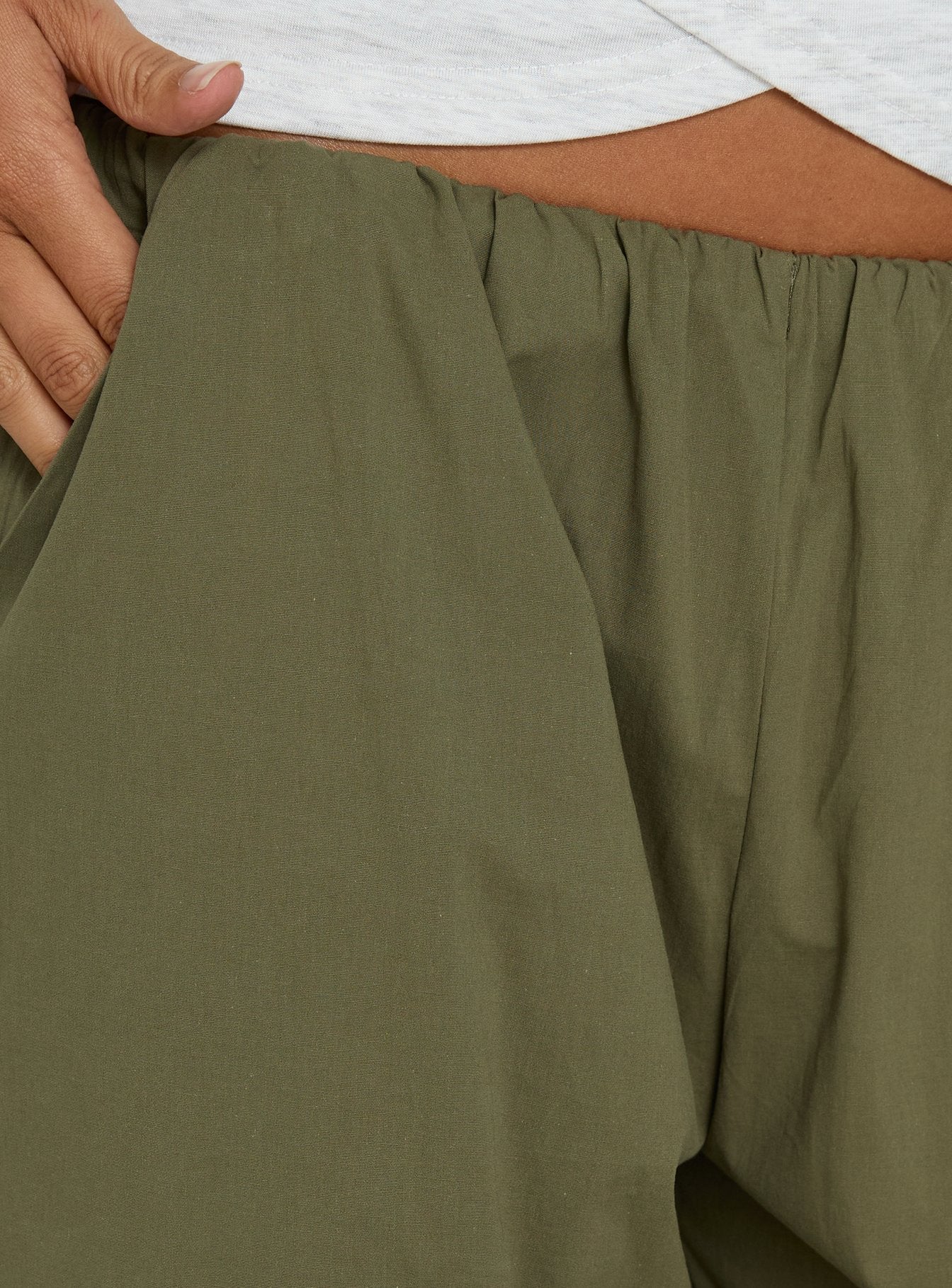 Lunea Concealed Waistband Pants Khaki - loose fit women's bottoms by Ellevoria