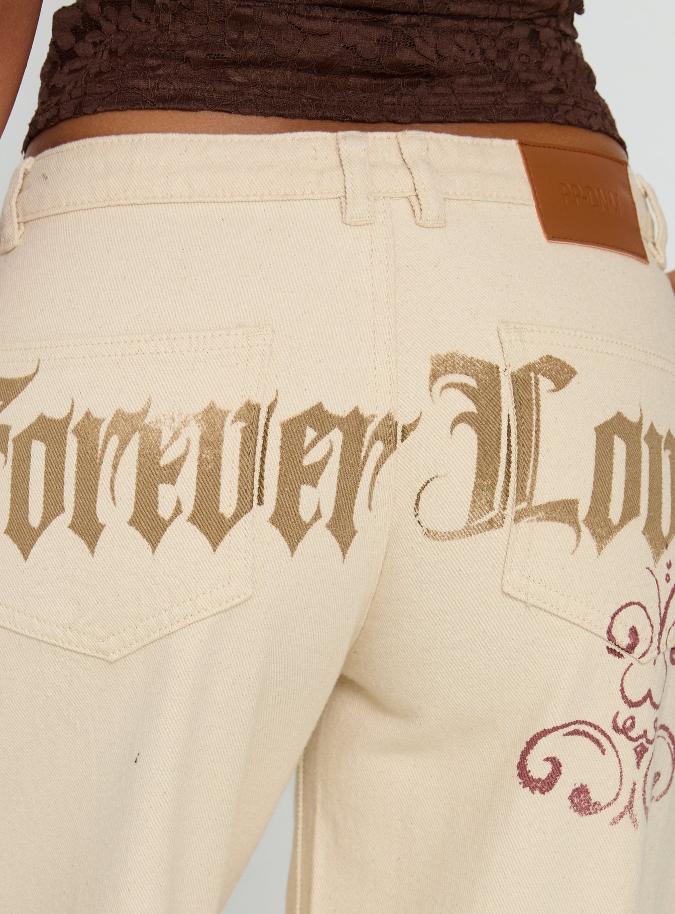 Than Forever Love Graphic Denim Jeans Cream women's denim jeans by Ellevoria