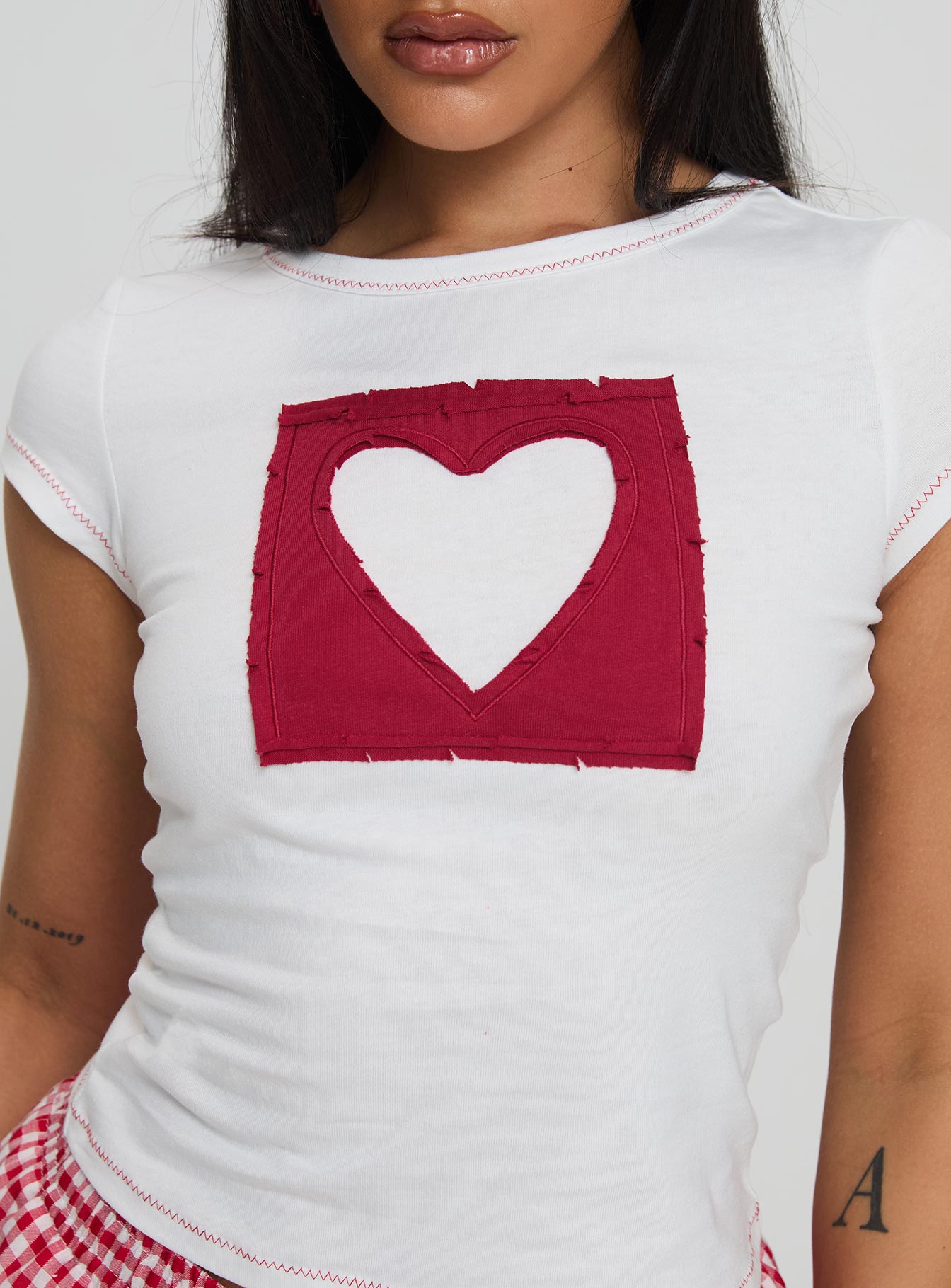 Were Lovers Baby Tee White - women's top by Ellevoria - view 6