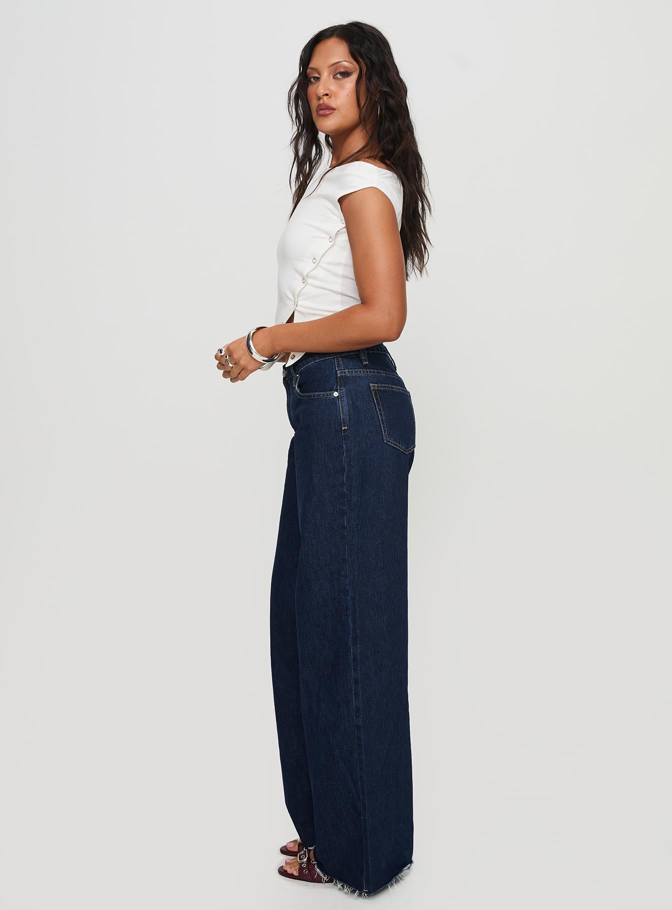 Darla Low Rise Straight Leg Jean Dark Blue Wash Petite women's denim jeans by Ellevoria