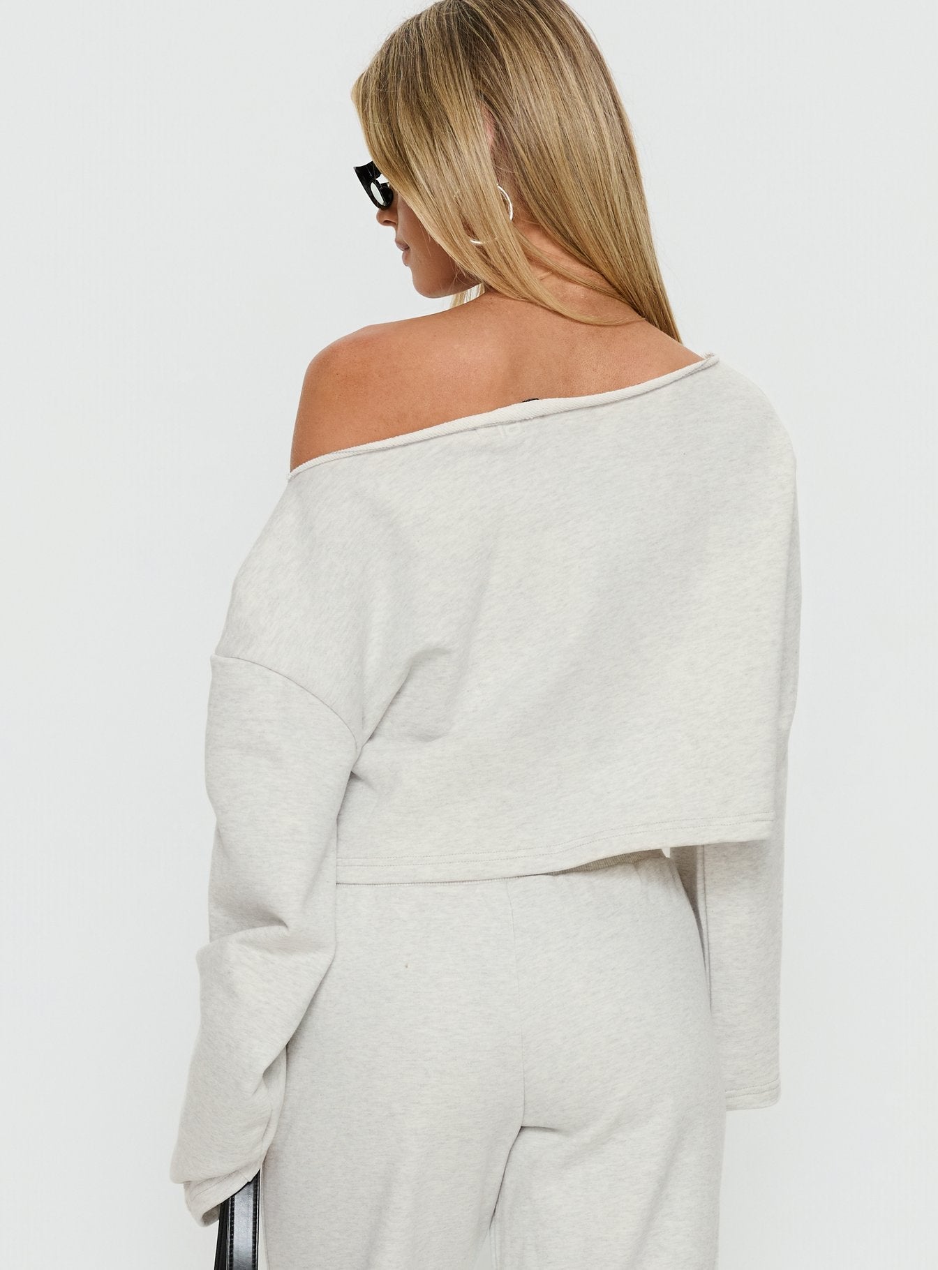 Retreat Raw Edge Off Shoulder Jumper Snow Marle women's sweater by Ellevoria