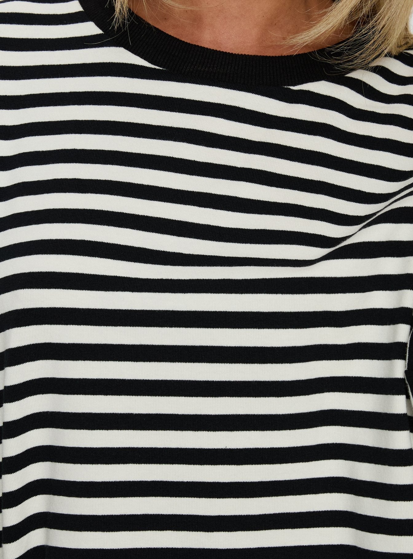 Settle Down Short Sleeve Top Black / White Stripe women's matching set by Ellevoria