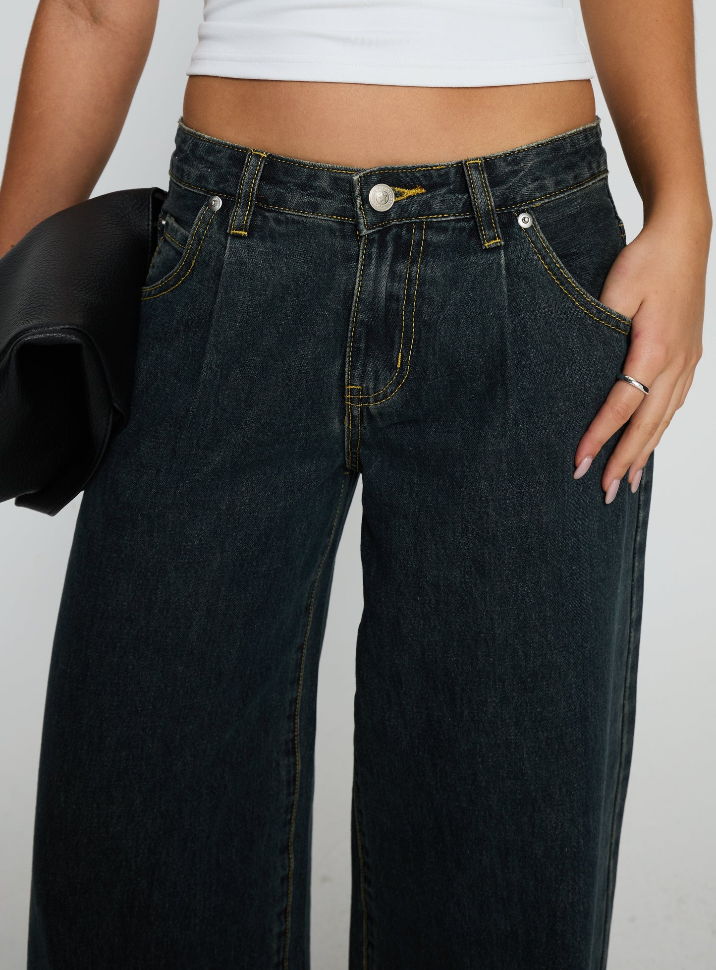 Supercut Low Rise Baggy Pleat Jeans Grunge Wash women's denim jeans by Ellevoria