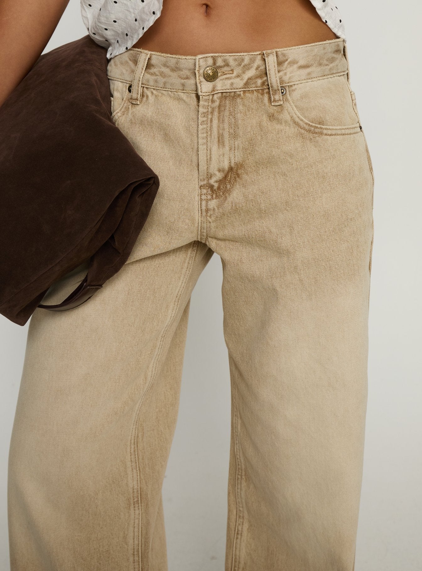 Serenitia Mid Rise Relaxed Jeans Sandy Brown Wash women's denim jeans by Ellevoria
