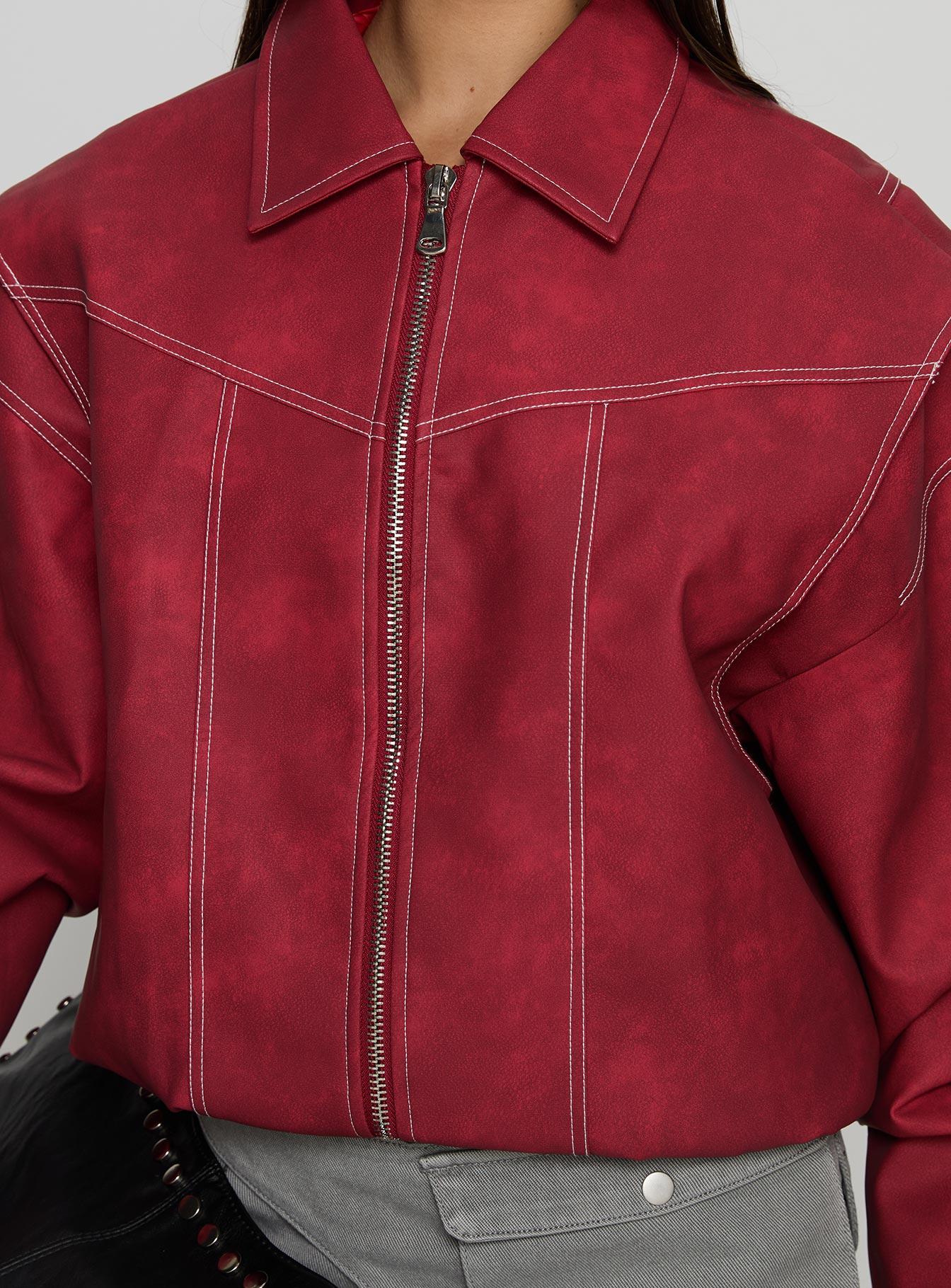 Vista Bomber Jacket Crimson women's jacket by Ellevoria