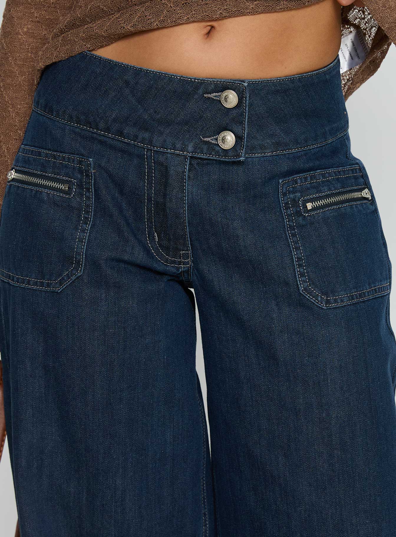 Unwritten Mid Rise Wide Leg Jeans Dark Blue Wash women's denim jeans by Ellevoria