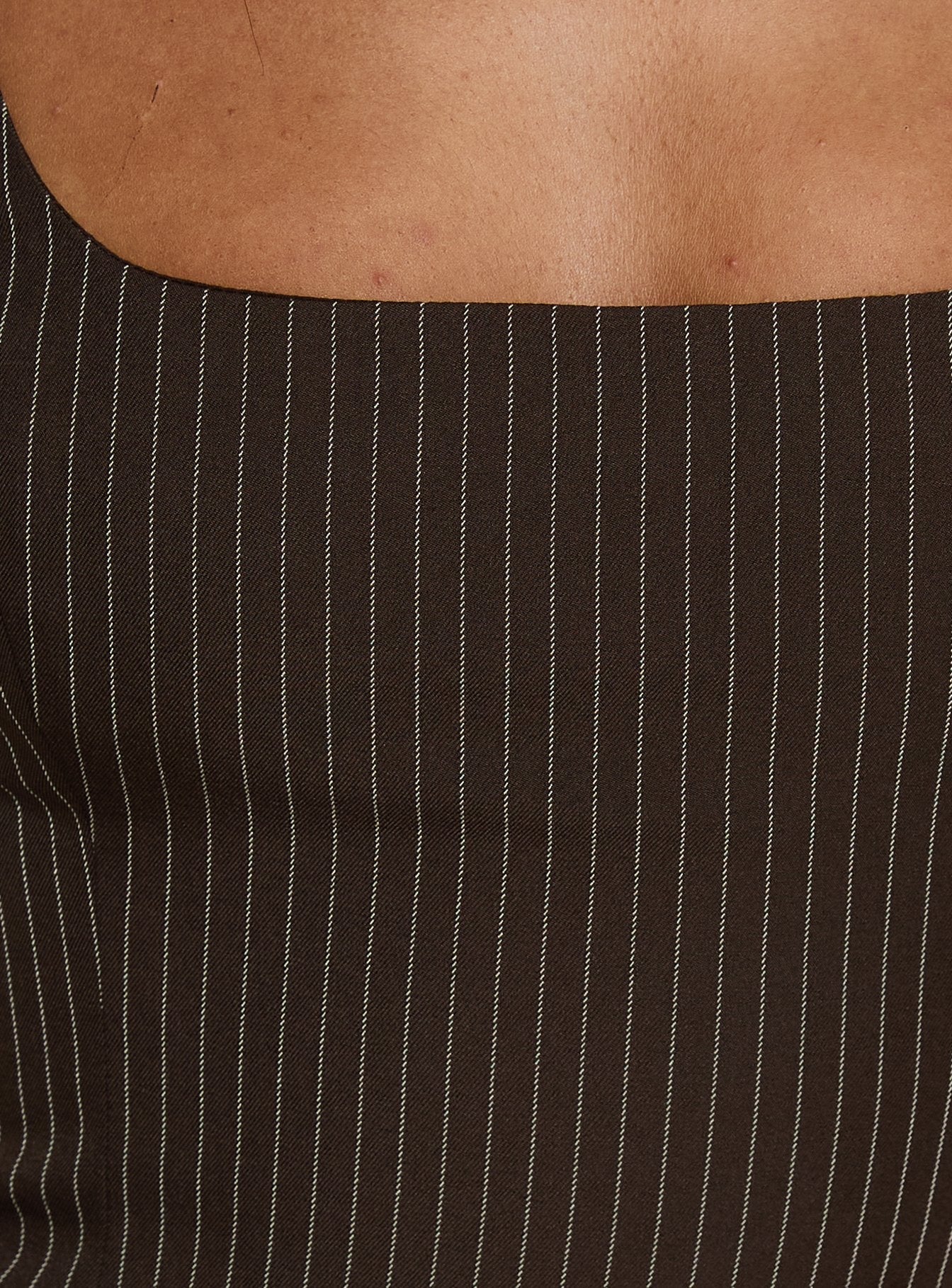 Party Invitations Tailored Top Brown Pinstripe women's two piece set by Ellevoria