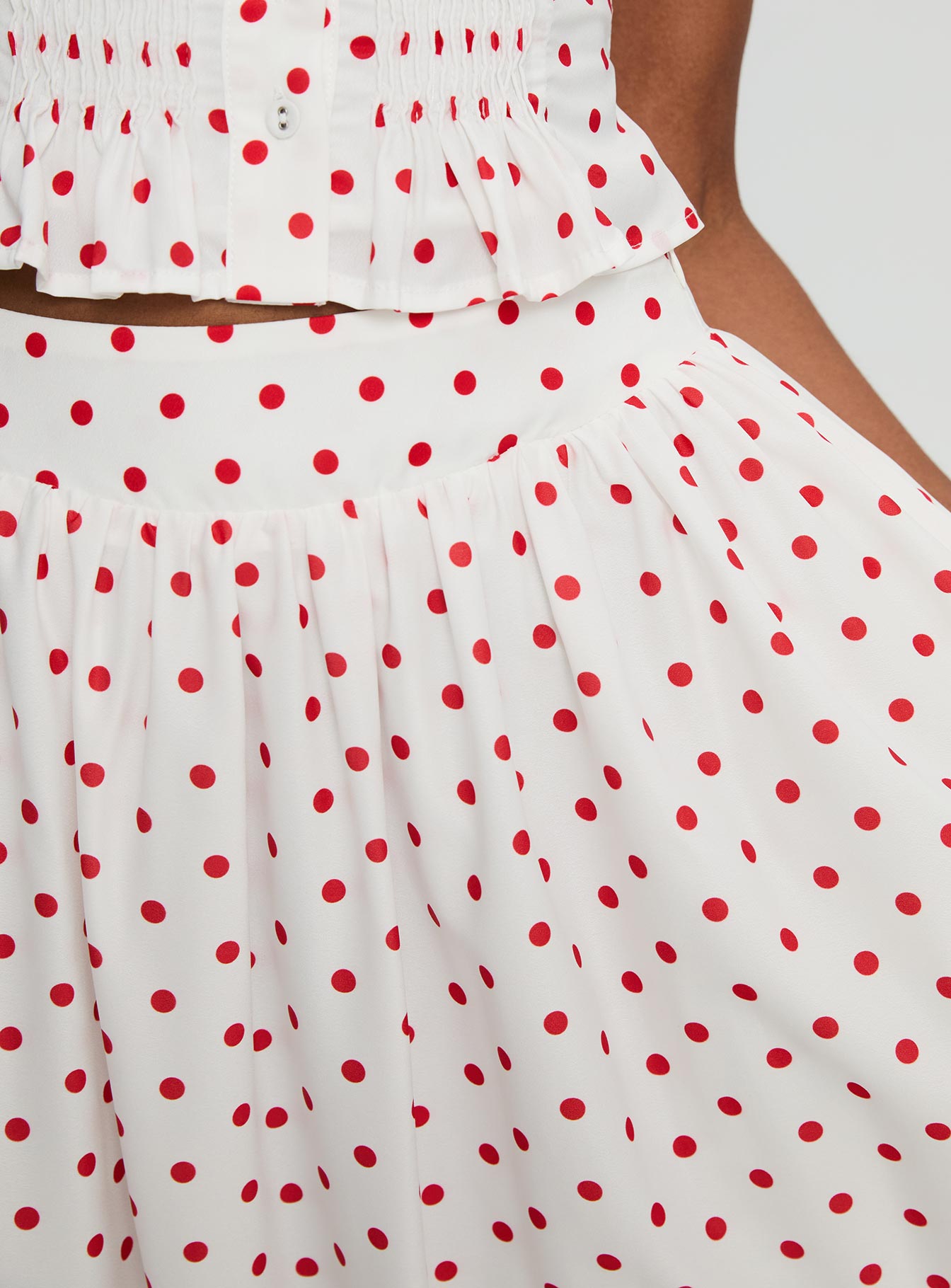 Valerio Maxi Skirt White / Red women's two piece set by Ellevoria