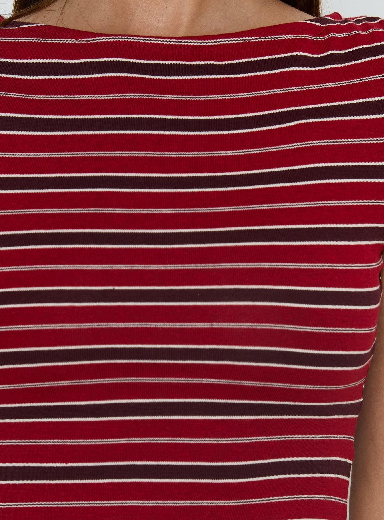 Veyona Cap Sleeve Top Red Stripe women's two piece set by Ellevoria