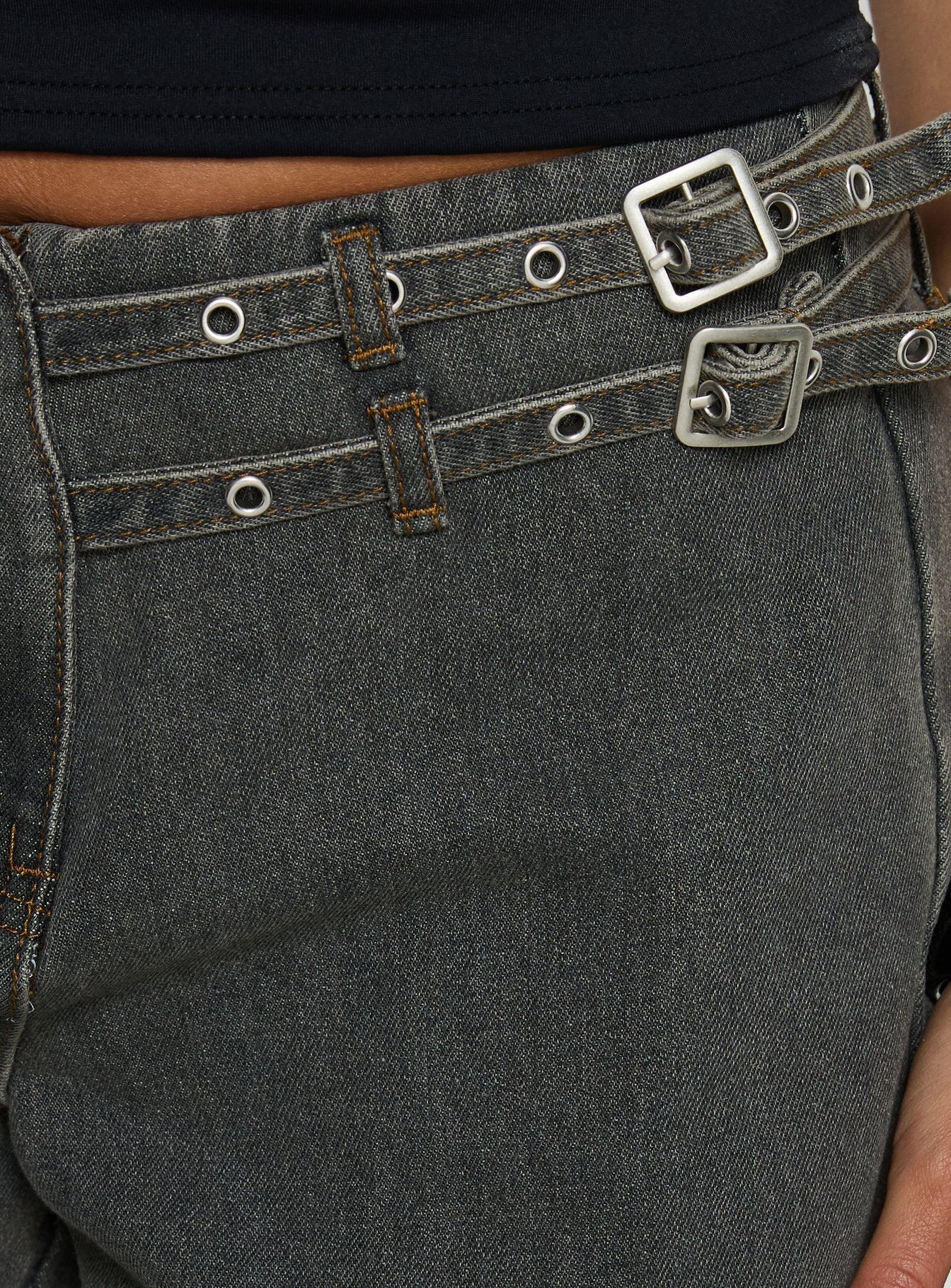 Paltrow Mid Rise Wide Leg Cargo Jeans Washed Grey women's denim jeans by Ellevoria