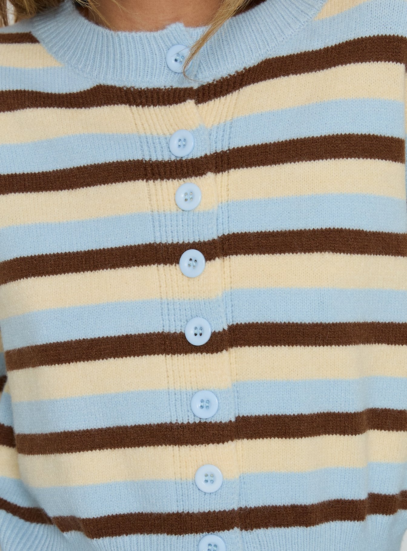 Rhitta Button Down Cardigan Multi Stripe women's sweater by Ellevoria