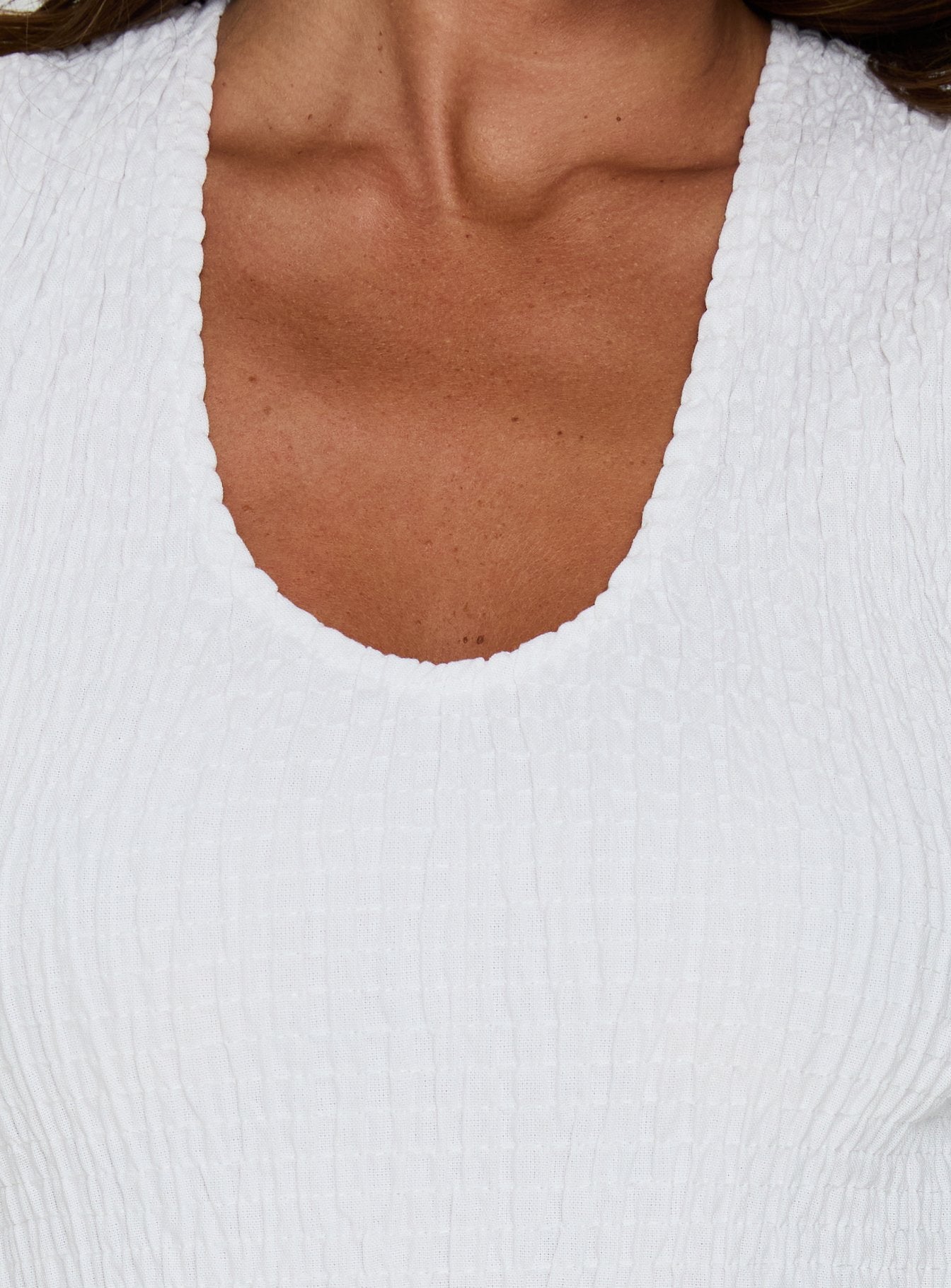 Highgate Drop Waist Pleat Detail Maxi Dress White - women's maxi dress by Ellevoria - view 6