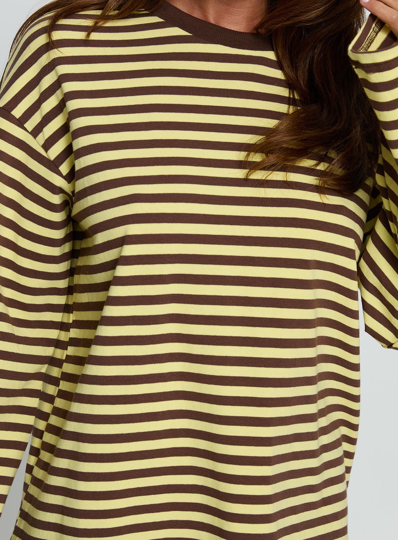 Settle Down Long Sleeve Top Yellow / Brown Stripe women's two piece set by Ellevoria