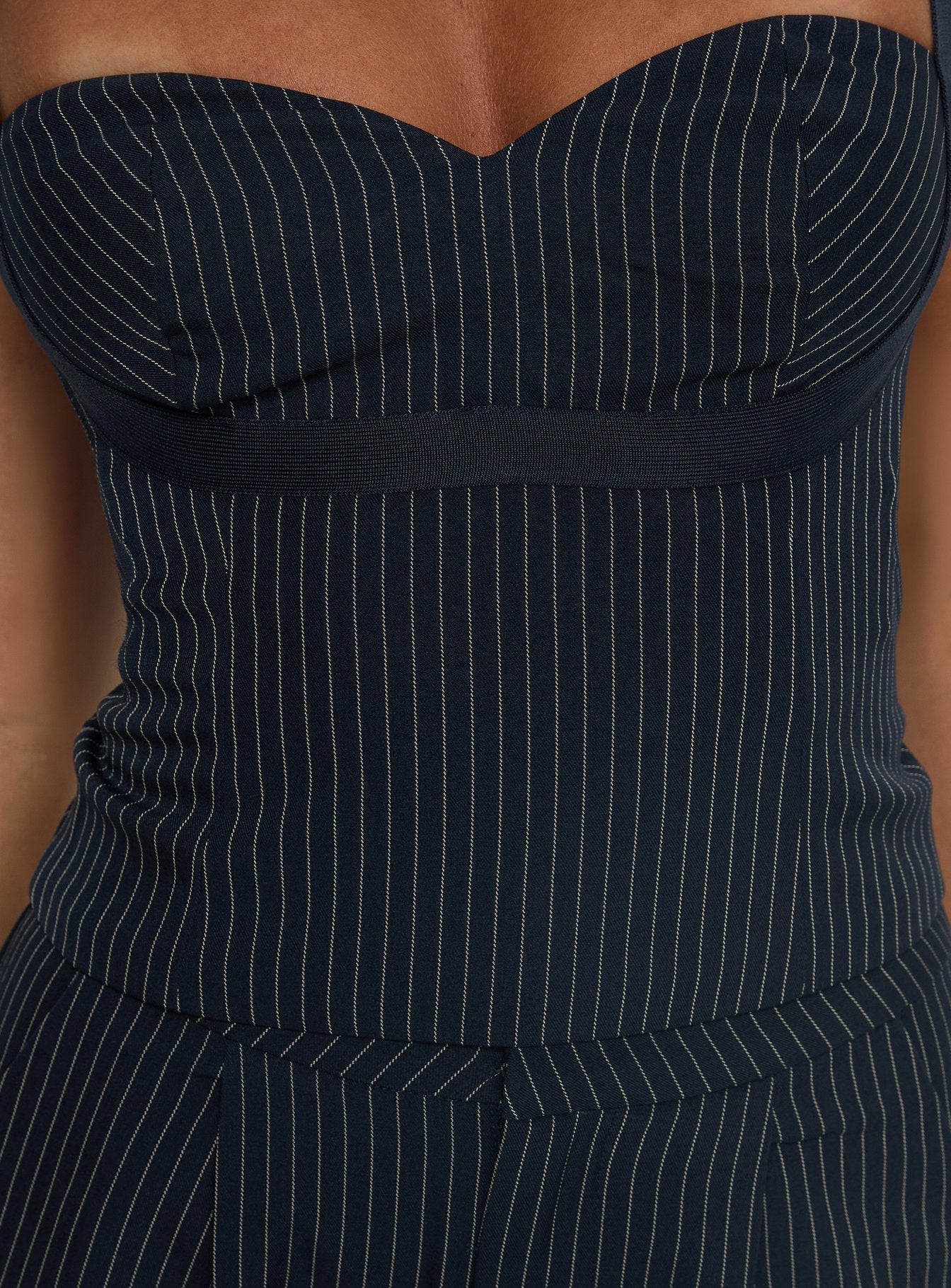Briana Set Navy Pinstripe women's pant set by Ellevoria