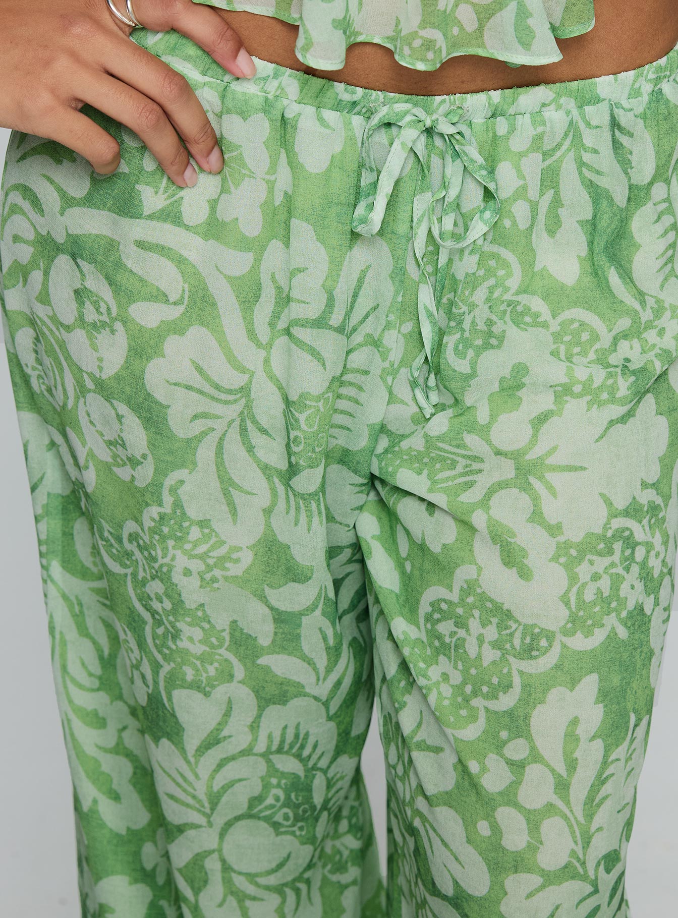 Finesse Pants Green Floral women's pant set by Ellevoria