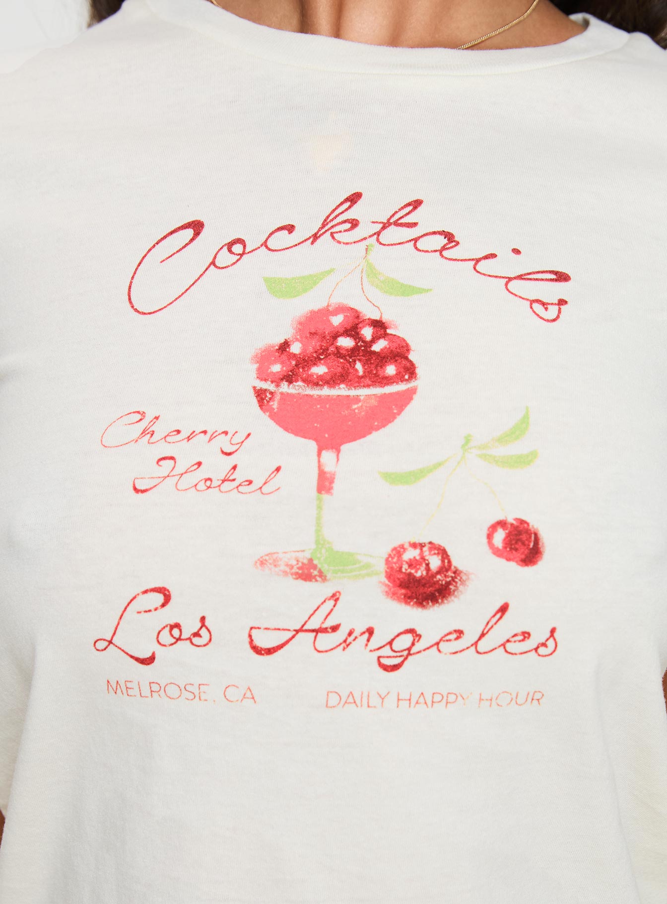 Cherry Cocktails Tee Cream - women's top by Ellevoria - view 6
