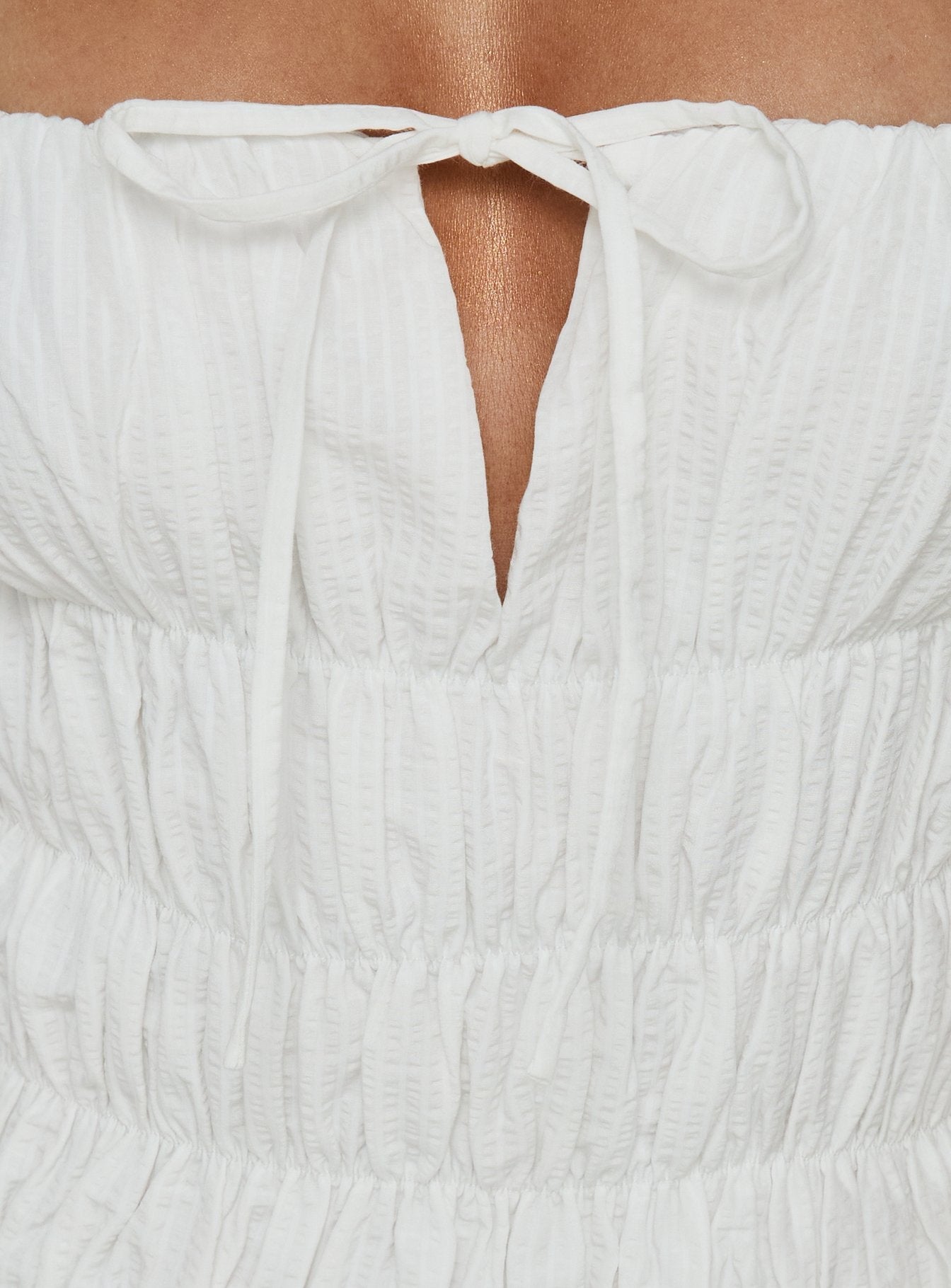 Loralei Shirred Maxi Dress White - women's maxi dress by Ellevoria - view 6