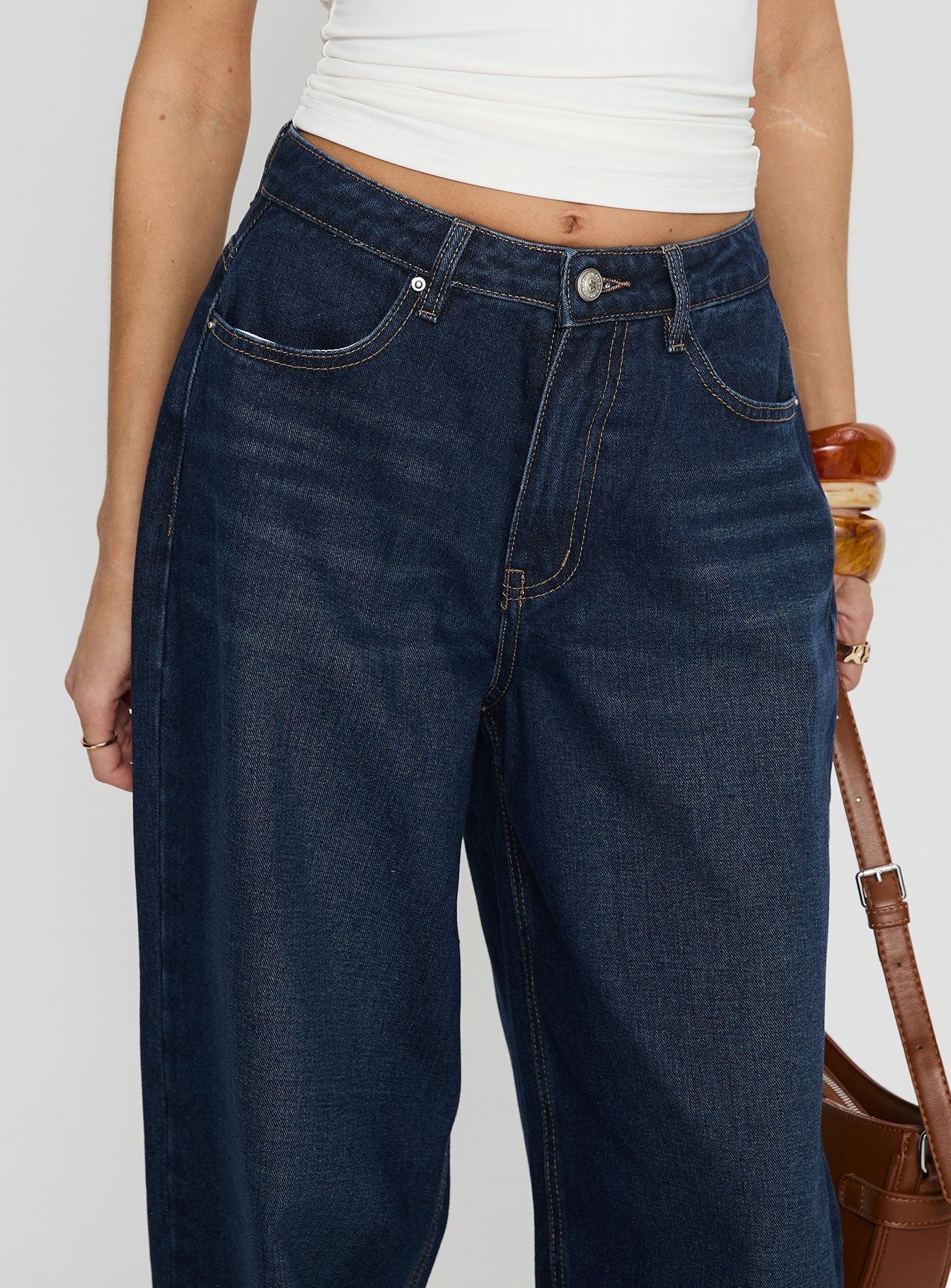 Naylor Mid Rise Wide Leg Jeans Mid Blue Denim women's denim jeans by Ellevoria