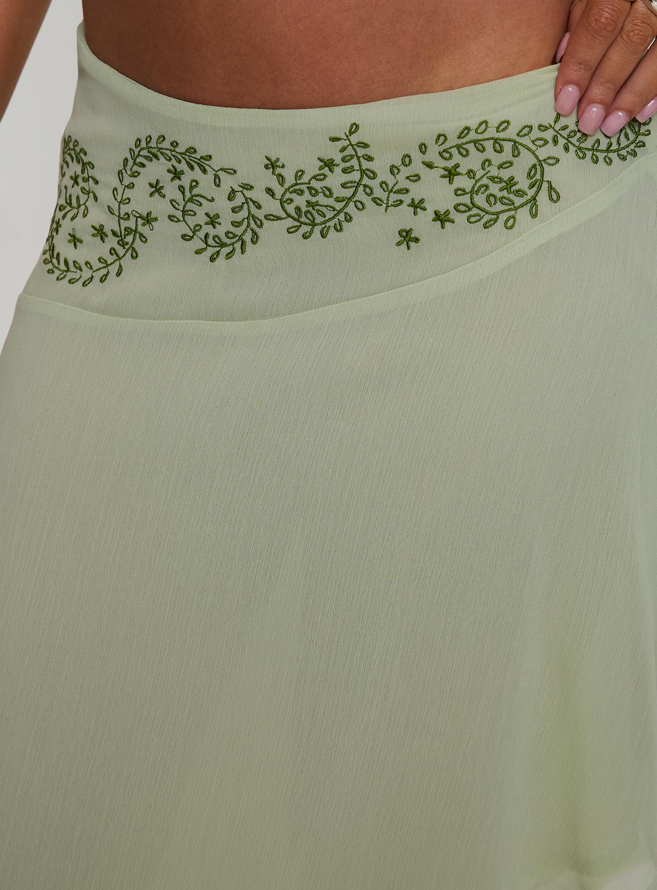 Pappilion Asymmetrical Midi Skirt Sage women's two piece set by Ellevoria