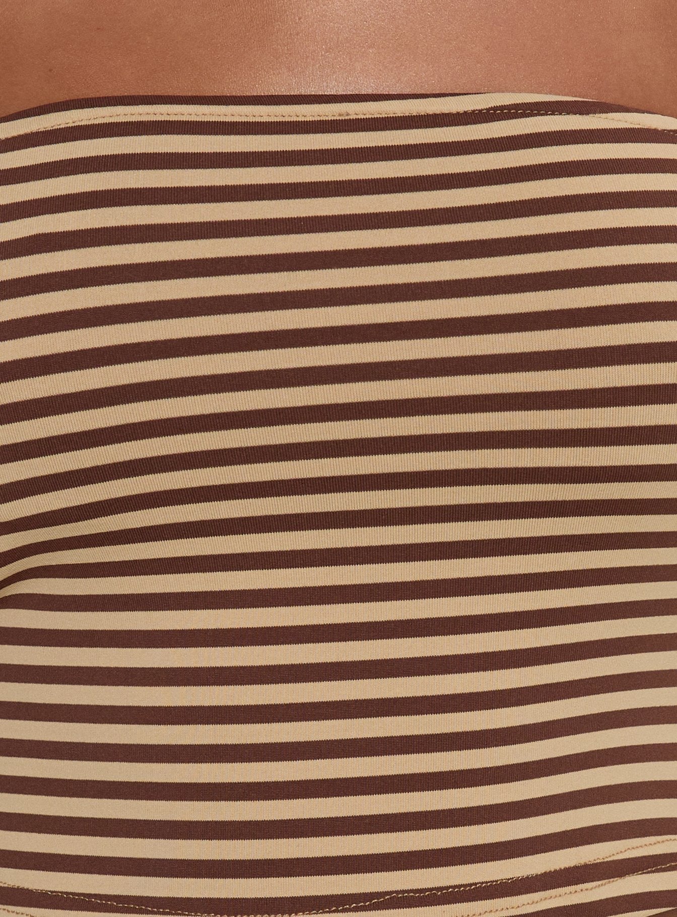 Timora Strapless Top Brown Stripe women's two piece set by Ellevoria