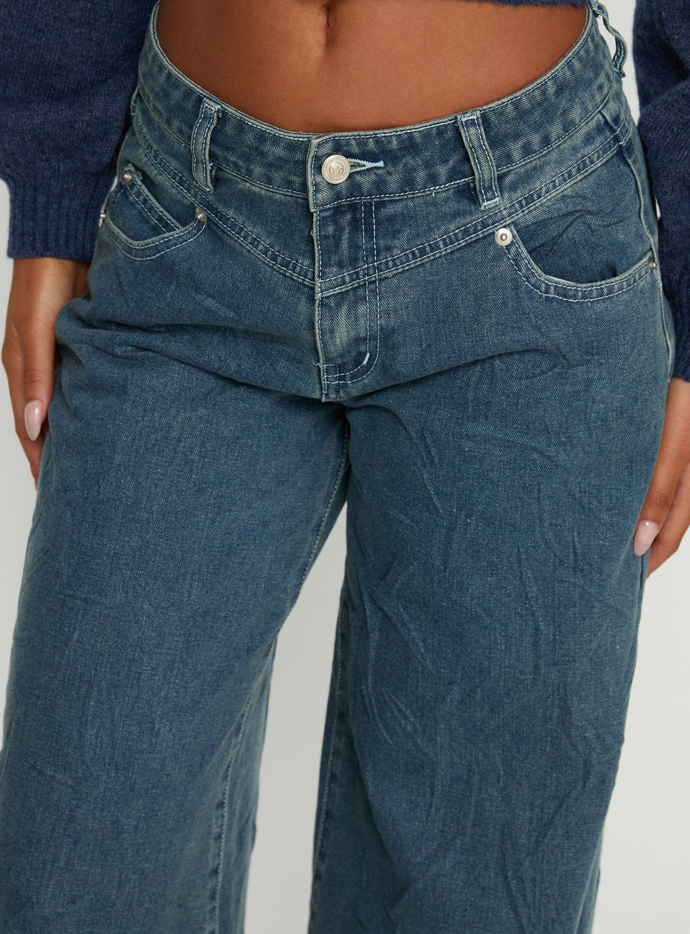 Shanna Relaxed Low Rise Jeans Acid Raw Wash women's denim jeans by Ellevoria
