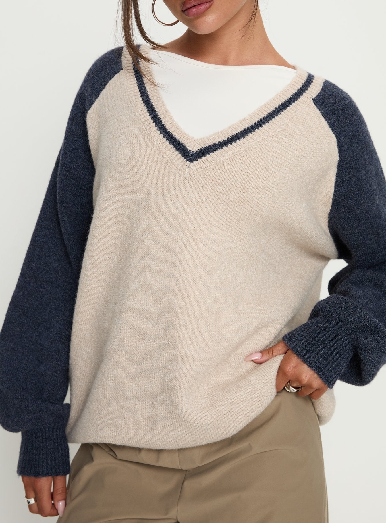 Adana V Neck Graphic Knit Sweater Multi women's sweater by Ellevoria