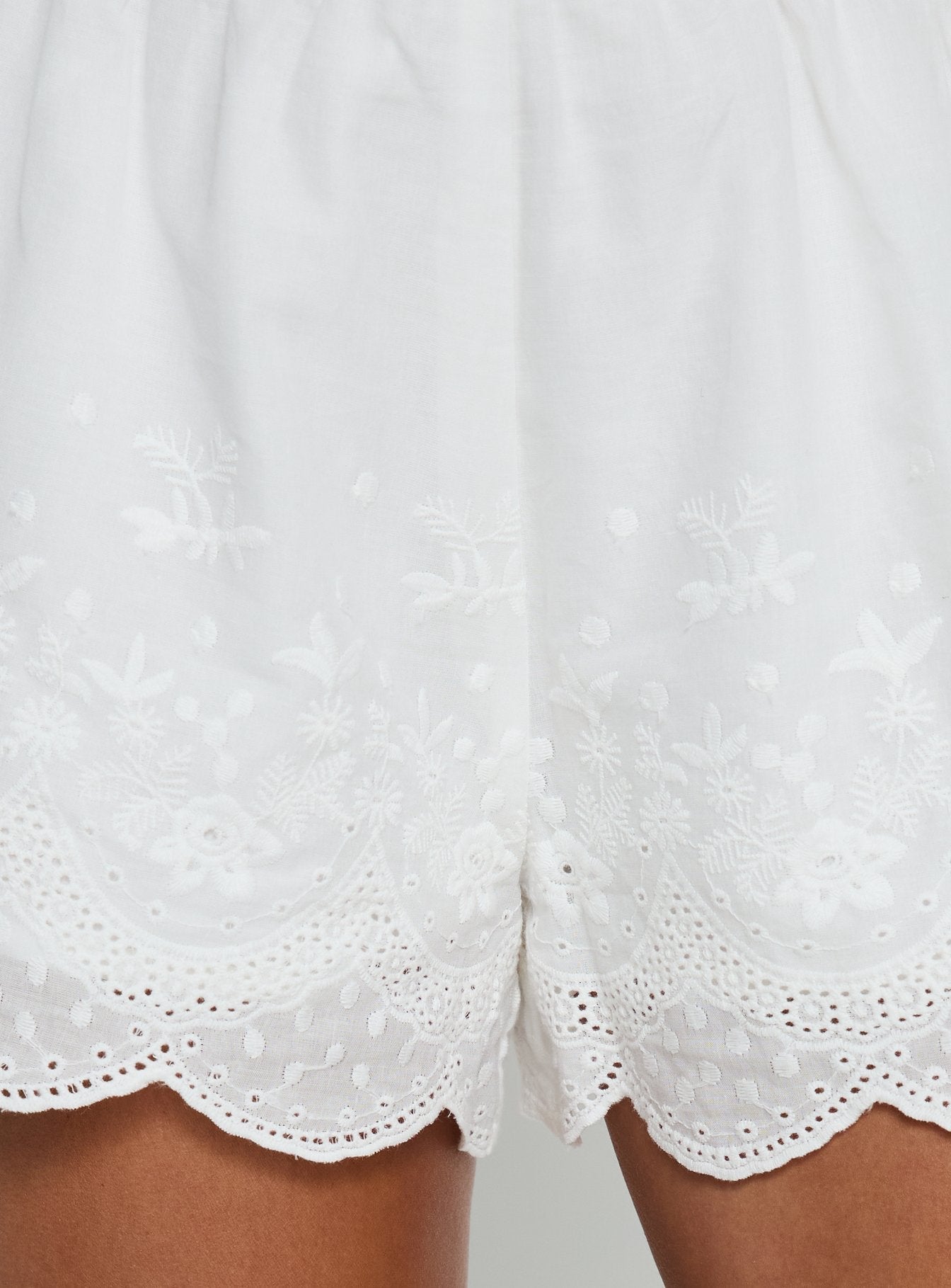 Madison Avenue Embroidered Detail Shorts White women's two piece set by Ellevoria