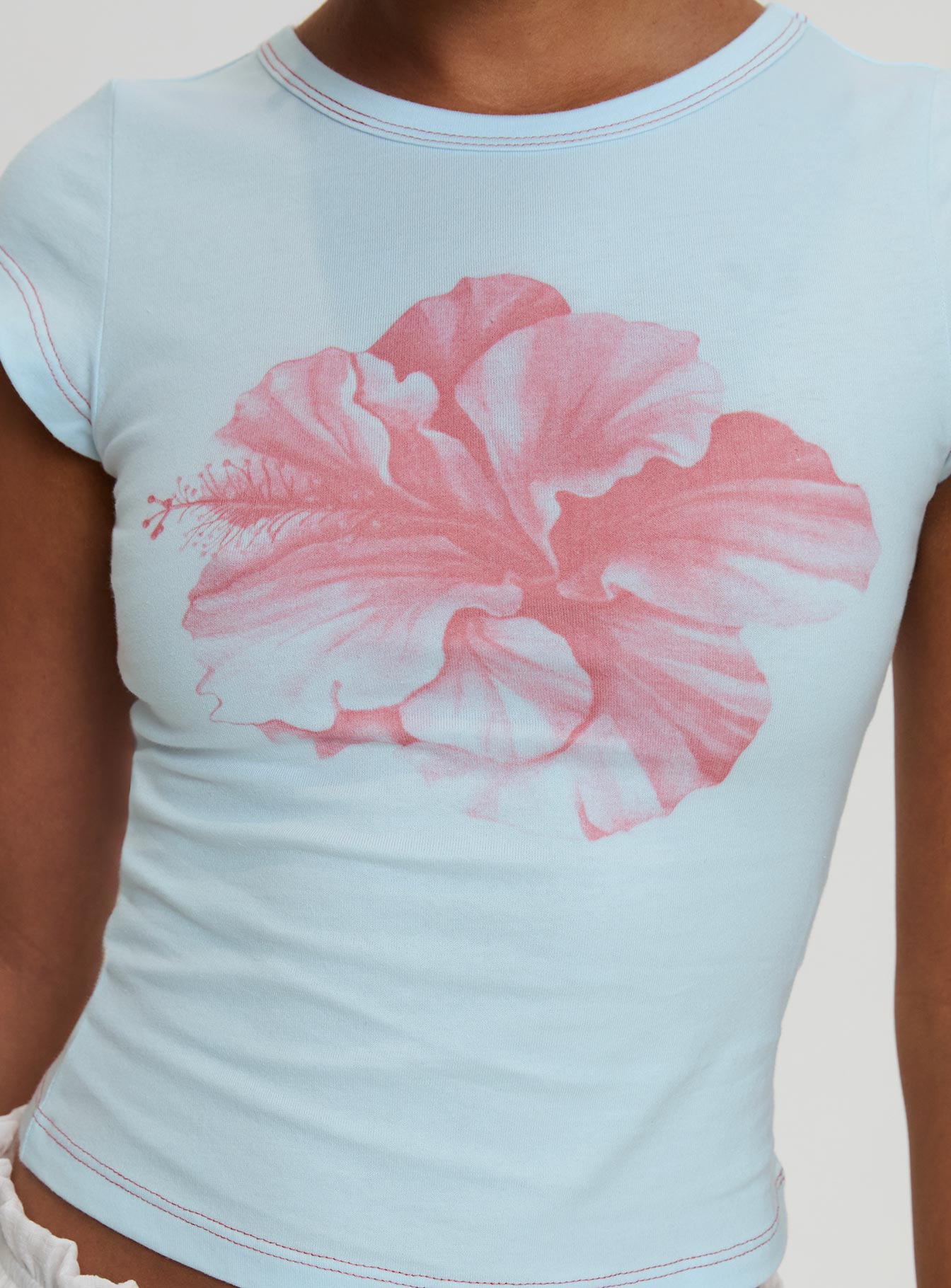 Owenz Hibiscus Baby Tee Blue - women's top by Ellevoria - view 11