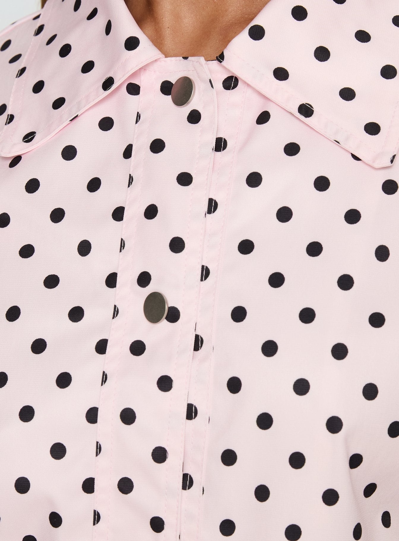 Swayer Oversized Jacket Pink Polka Dot women's jacket by Ellevoria