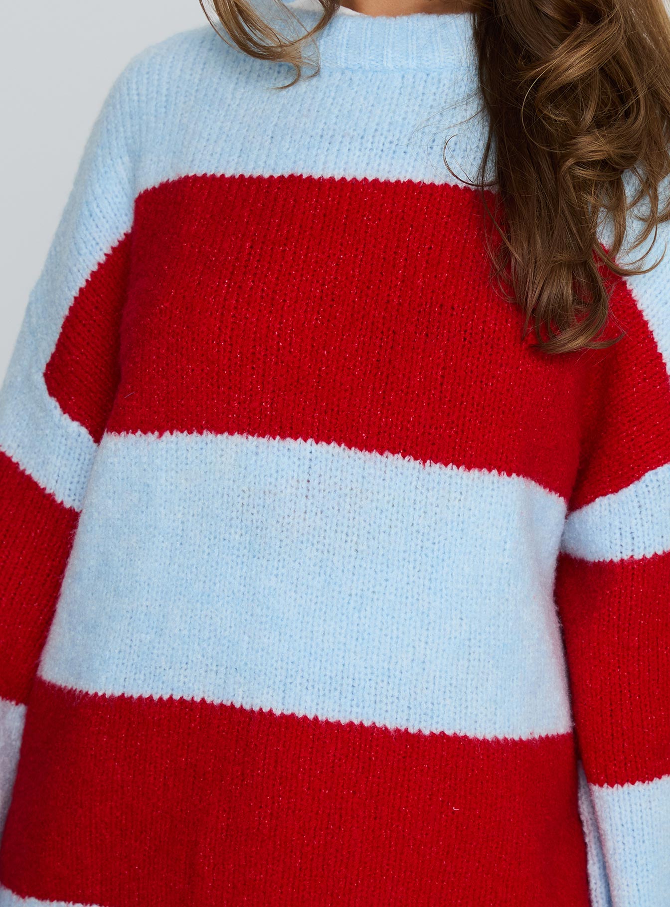 Bastien Crew Neck Knit Sweater Blue / Red women's sweater by Ellevoria