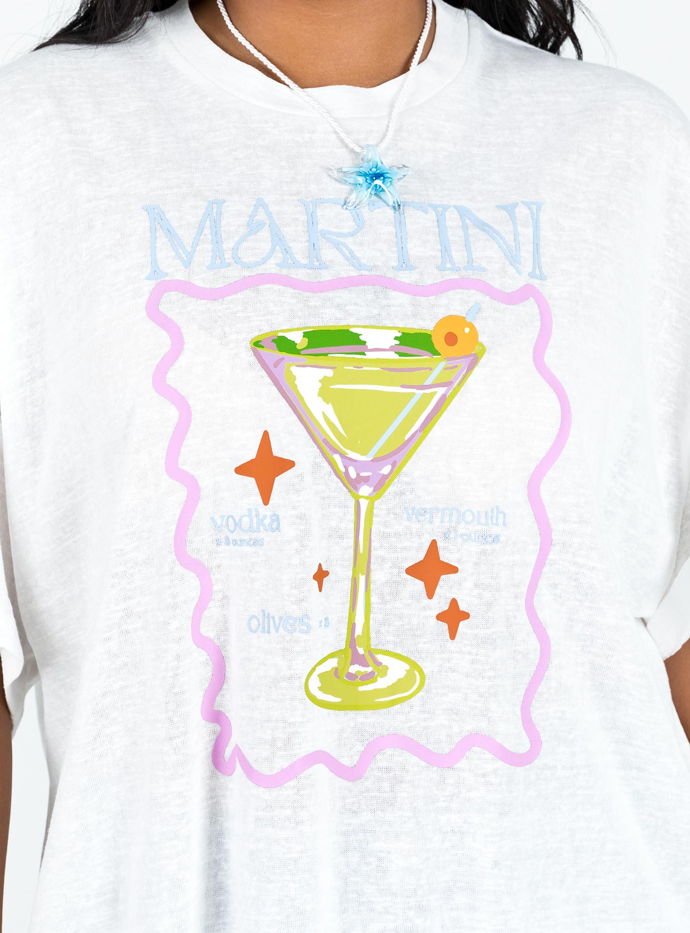 Martini Oversized Tee White - women's top by Ellevoria - view 6