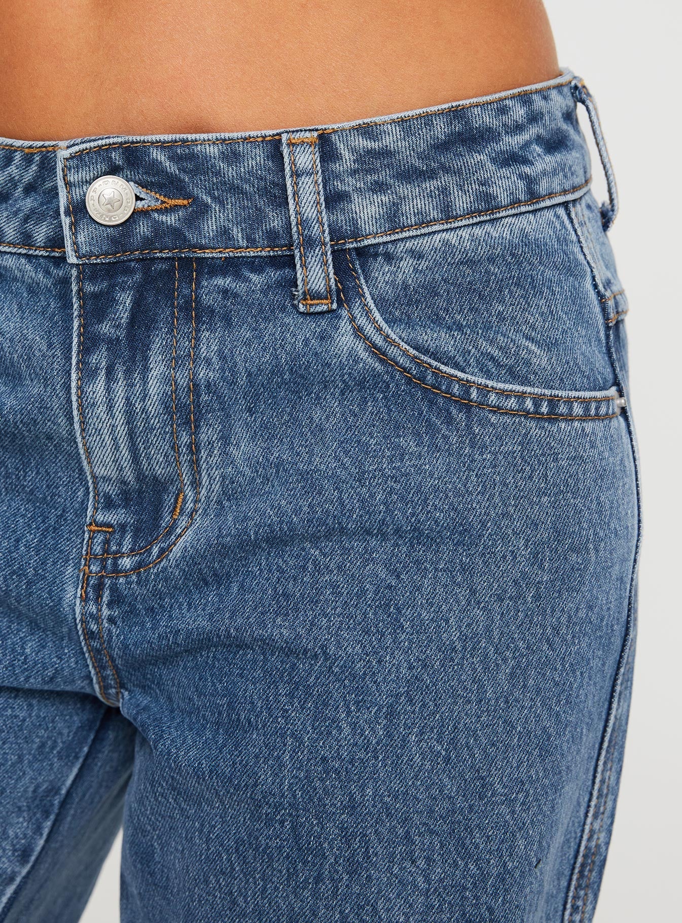 Jankins Low Rise Straight Leg Jeans Mid Wash - loose fit women's bottoms by Ellevoria