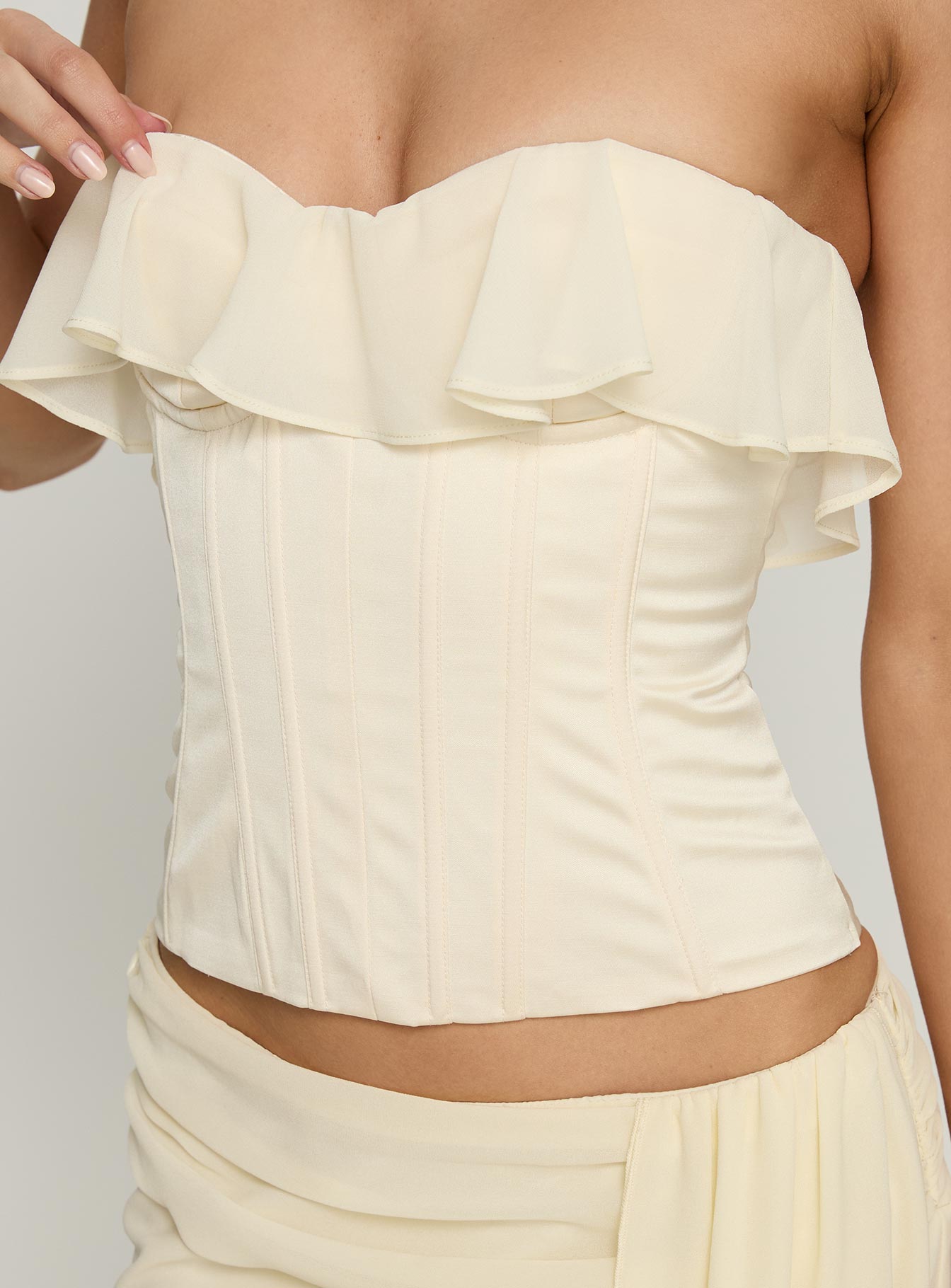 Holliann Strapless Frill Corset Top Butter - women's top by Ellevoria - view 6