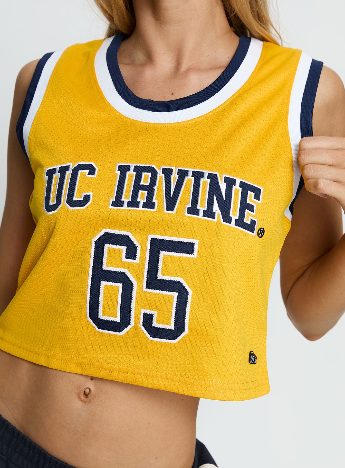 UC Irvine Cropped Basketball Jersey Tank Yellow - women's top by Ellevoria - view 6